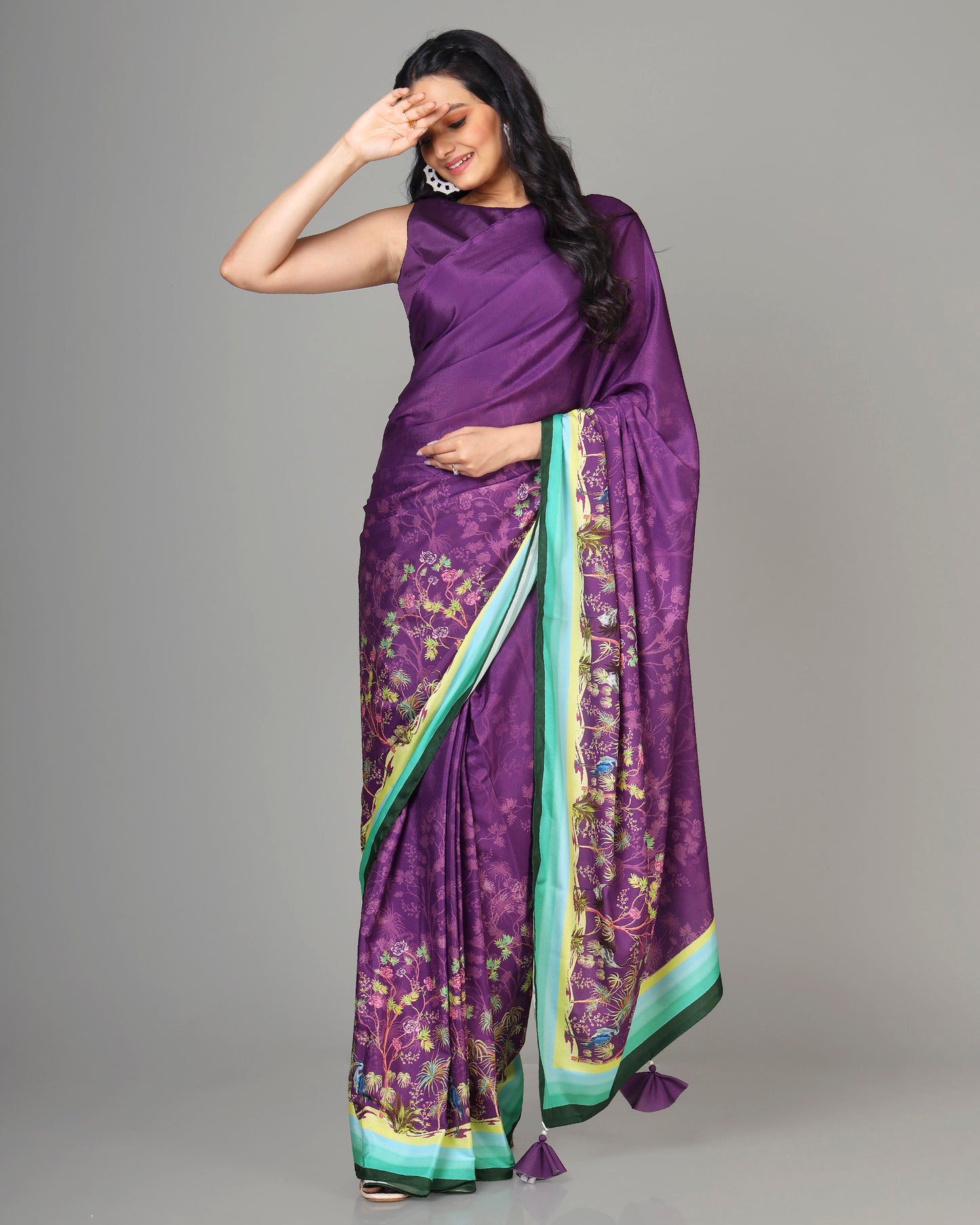 Bestselling Floral Women Designer Bollywood Pre-Draped Saree