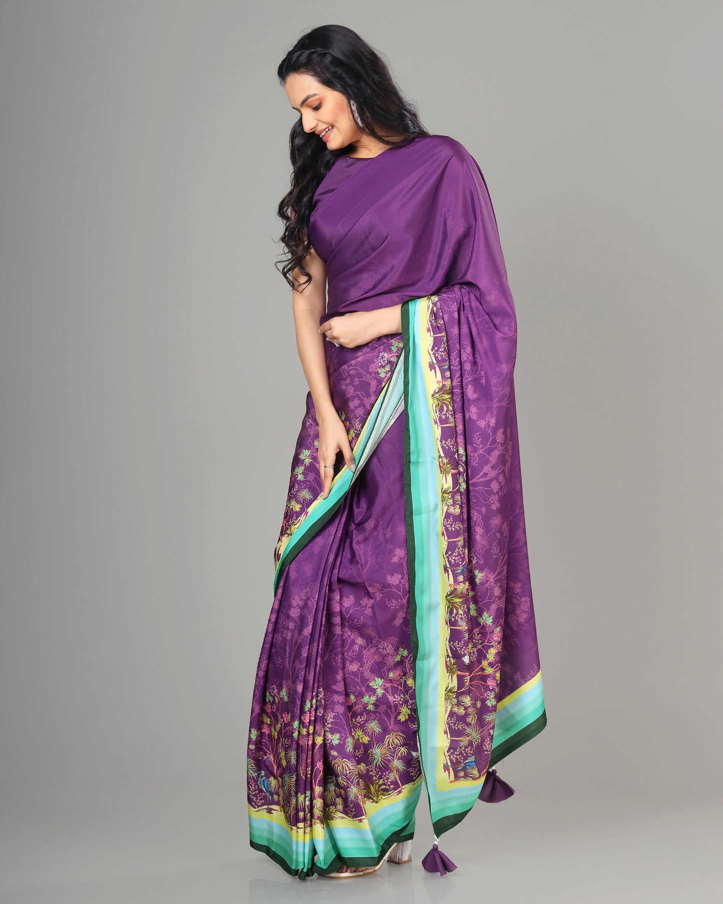 Bestselling Floral Women Designer Bollywood Pre-Draped Saree