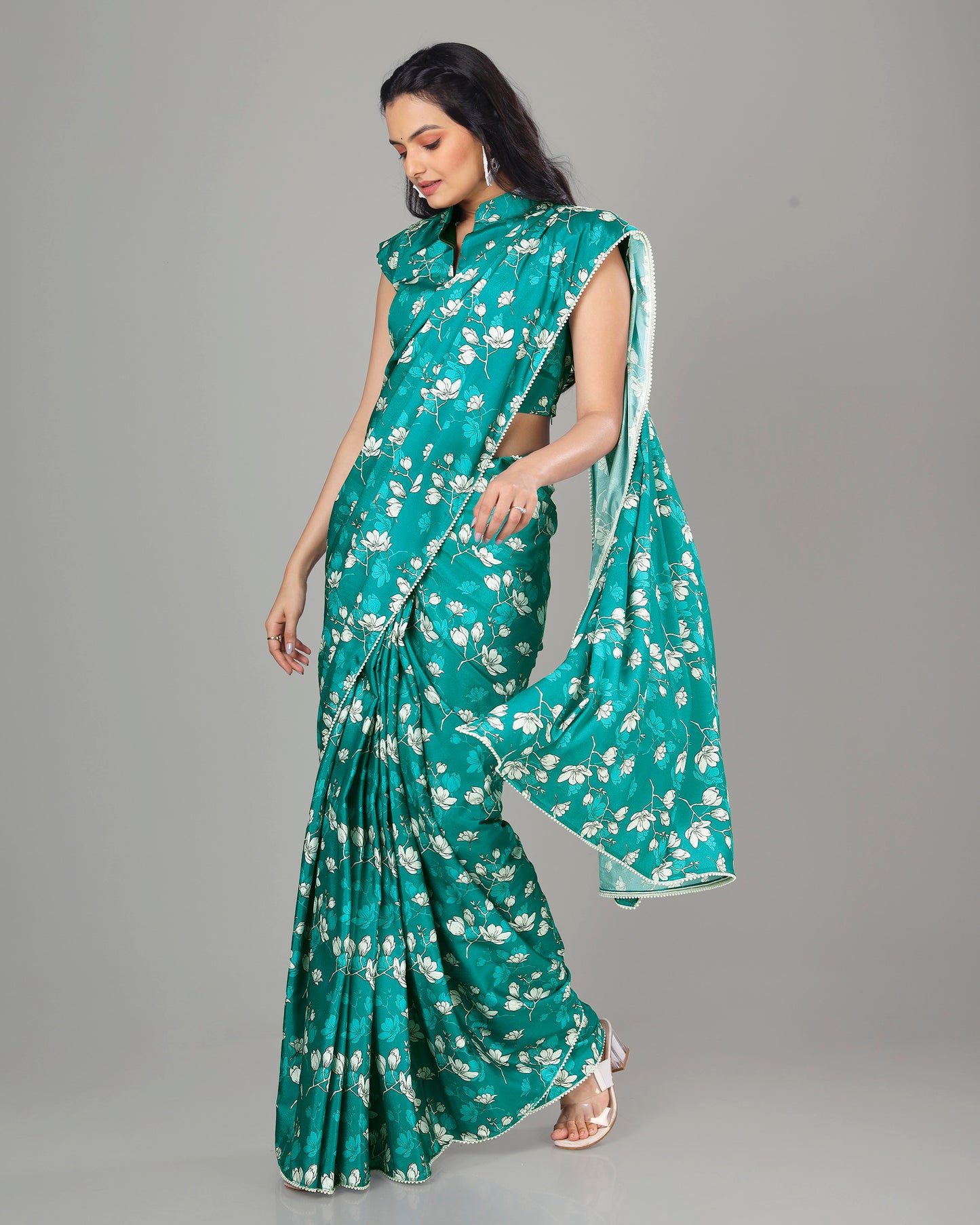 Bestselling Floral Women's Designer Bollywood Pre-Draped Saree