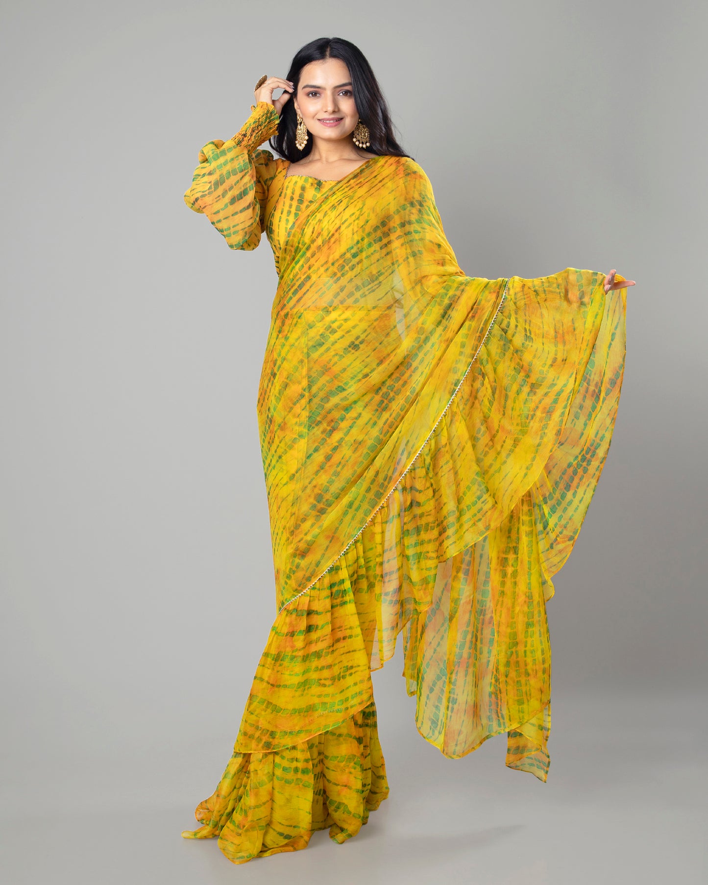 Exclusive Ruffled Designer Pre-Draped Saree