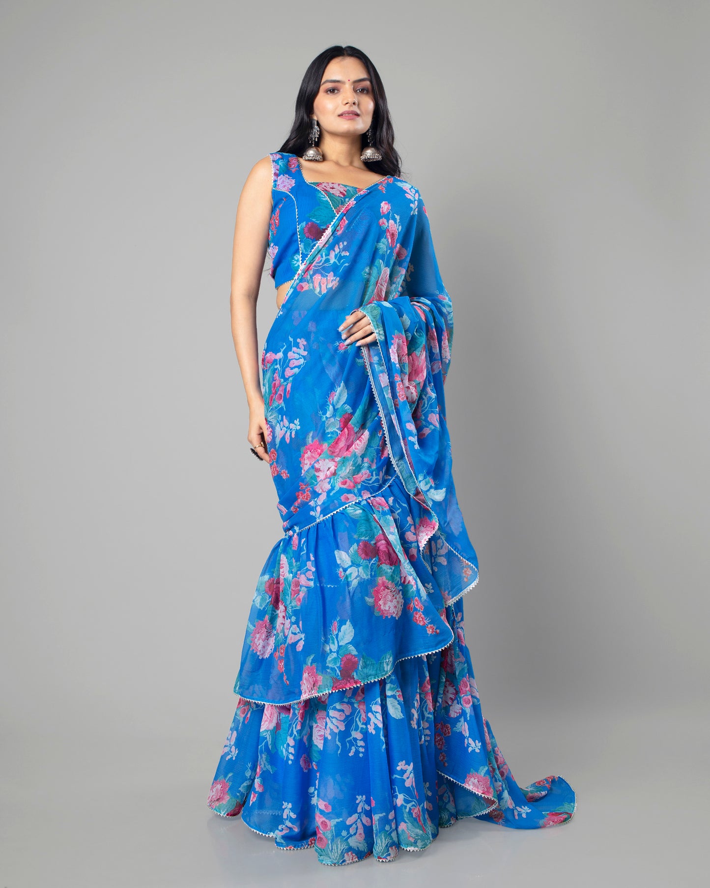 Exclusive Ruffled Designer Pre-Draped Saree