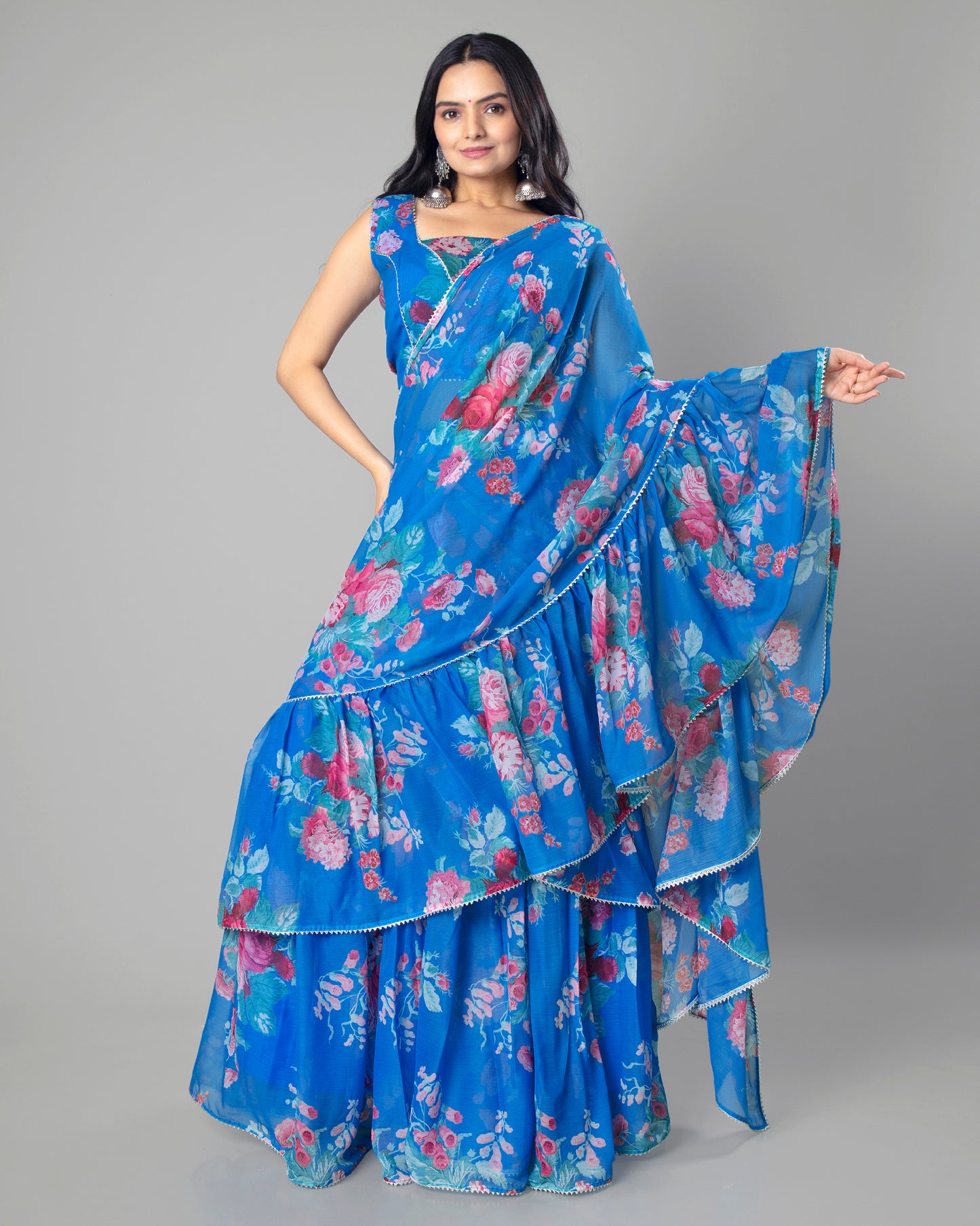 Exclusive Ruffled Designer Pre-Draped Saree