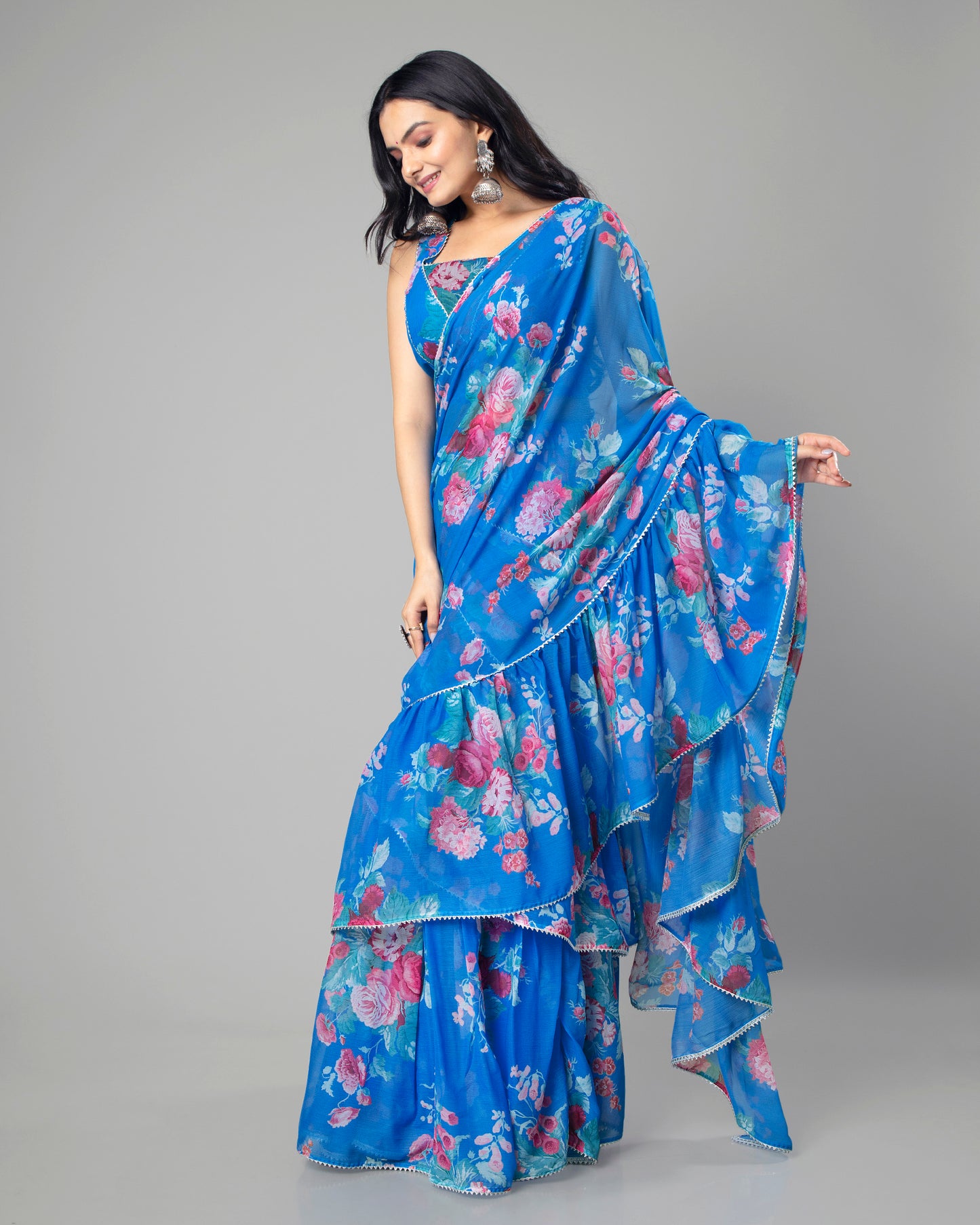 Exclusive Ruffled Designer Pre-Draped Saree