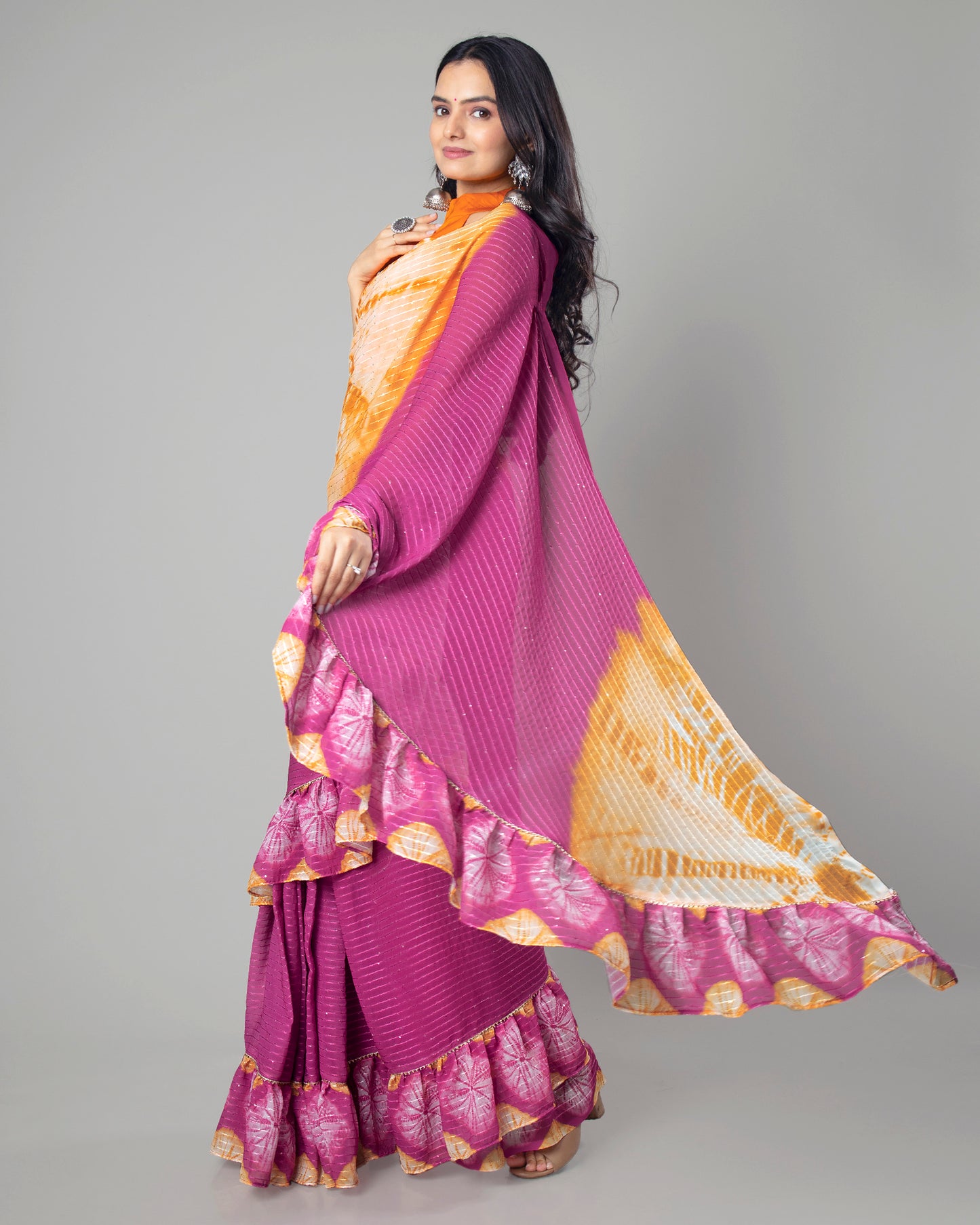 Exclusive Ruffled Designer Pre-Draped Saree