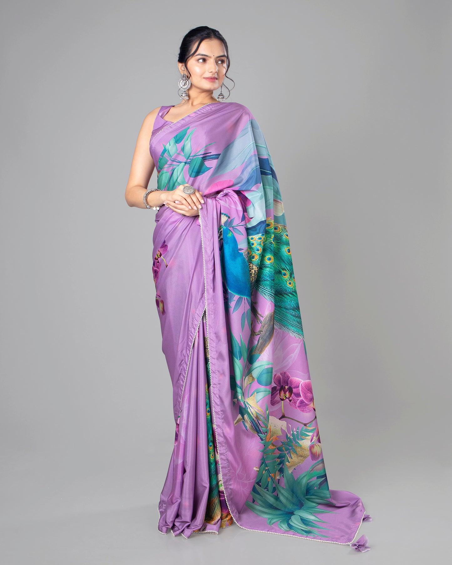 Charming Peacock Designer Silk Saree