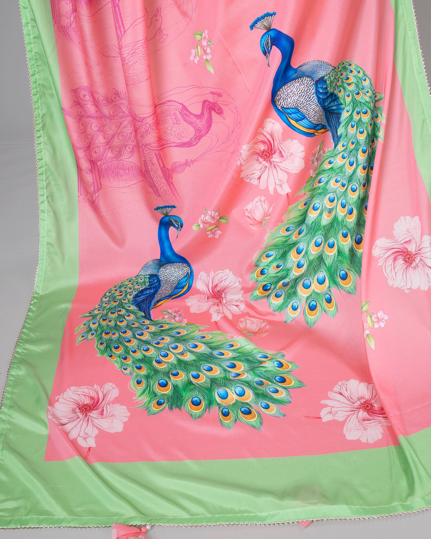 Beautiful Peacock Designer Pre-Draped Silk Saree