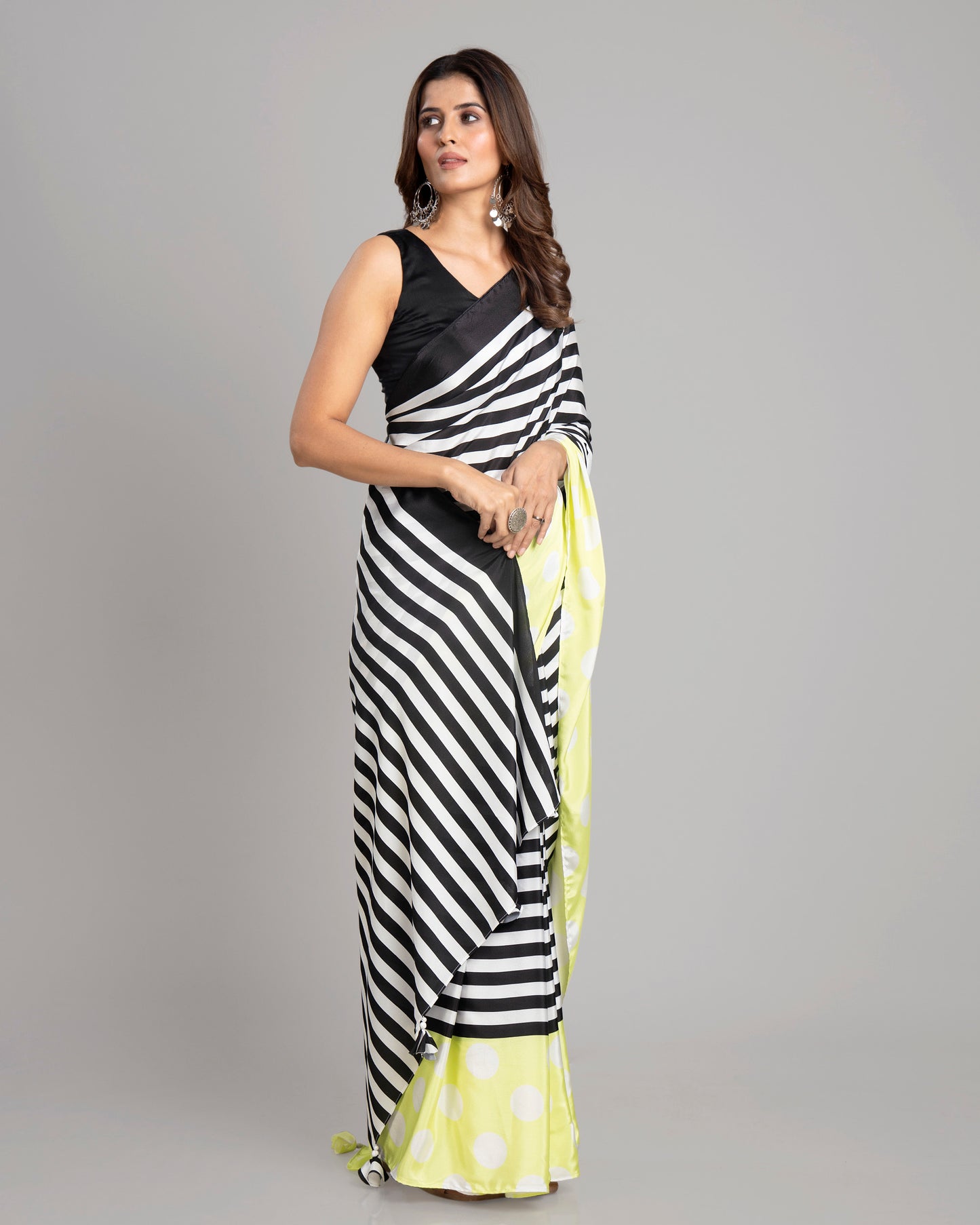 Attractive Striped Bollywood Designer Silk Saree