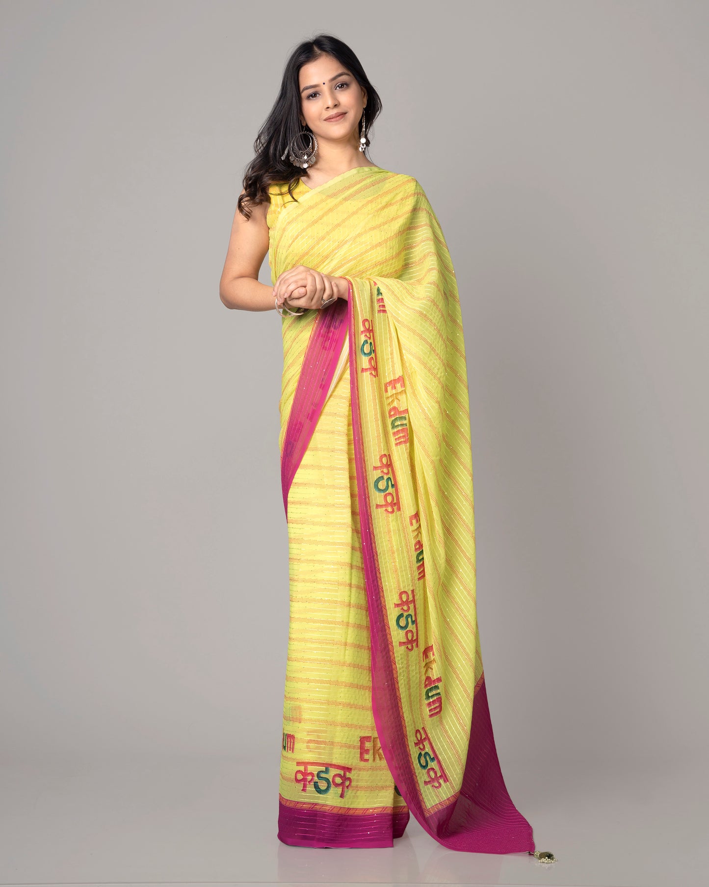 Ek Dum Kadak Quirk Pre-Draped Layered Saree