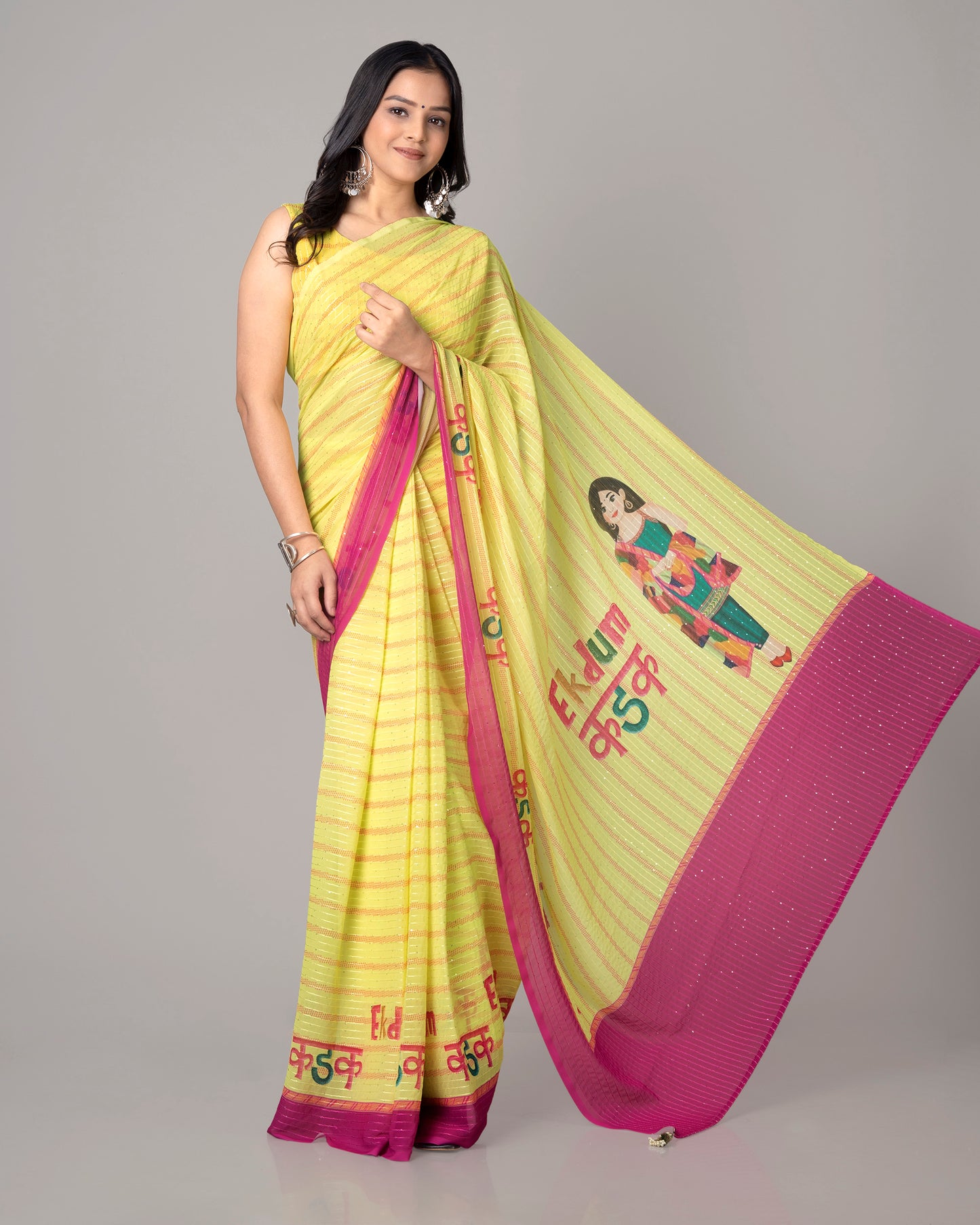 Ek Dum Kadak Quirk Pre-Draped Layered Saree