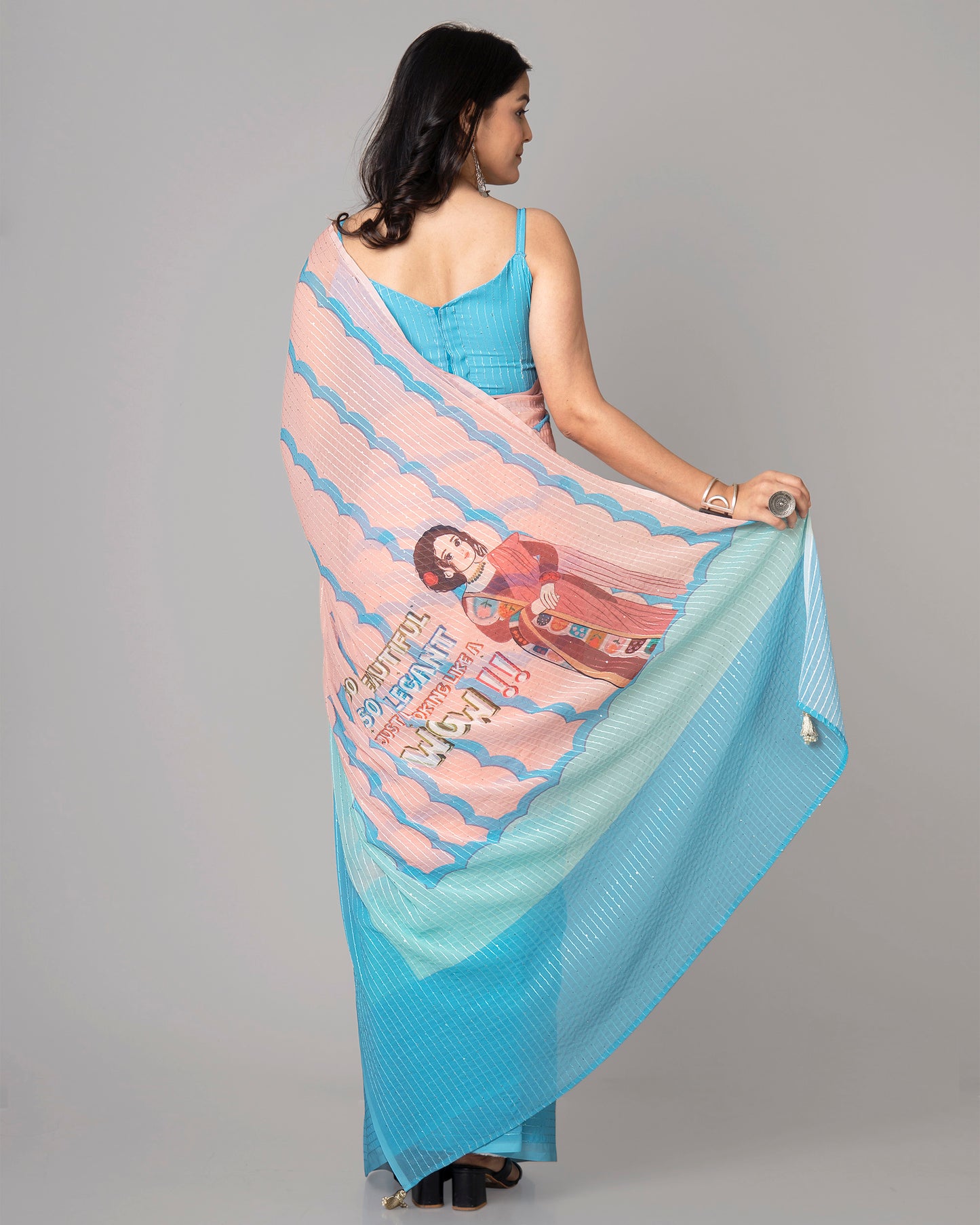 Looking Wow Quirky Charm Layered Pre-Draped Saree