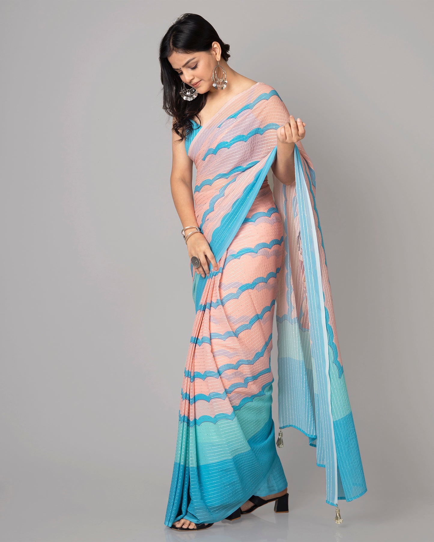 Looking Wow Quirky Charm Layered Pre-Draped Saree