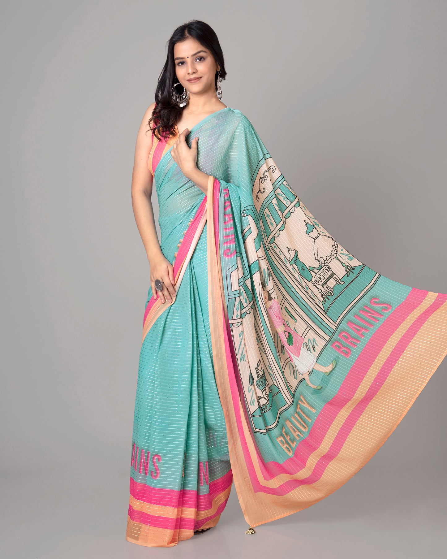 Embrace Beauty & Brains with this Quirky Pre-Draped Saree