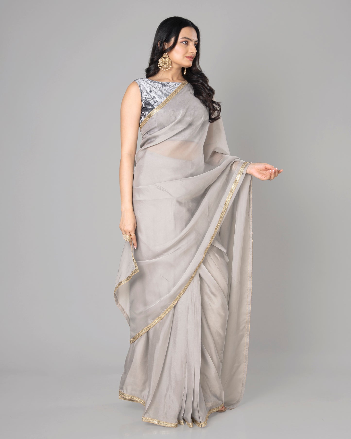 Lace-Trimmed Pure Organza Saree for Any Occasion