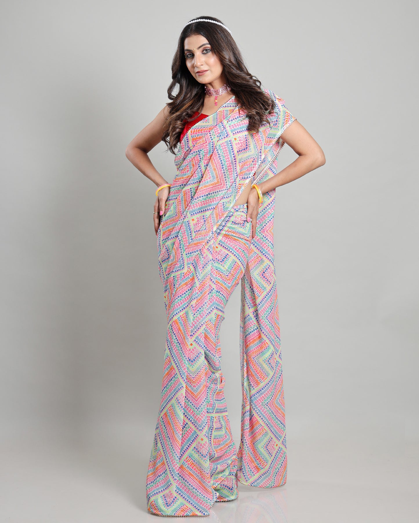 Neon Empowered: A Georgette Saree For The Modern Woman