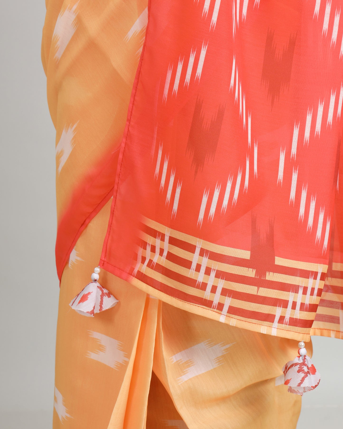 Drape in Seconds, Stun for Hours: Pre-Draped Ikat Print Saree