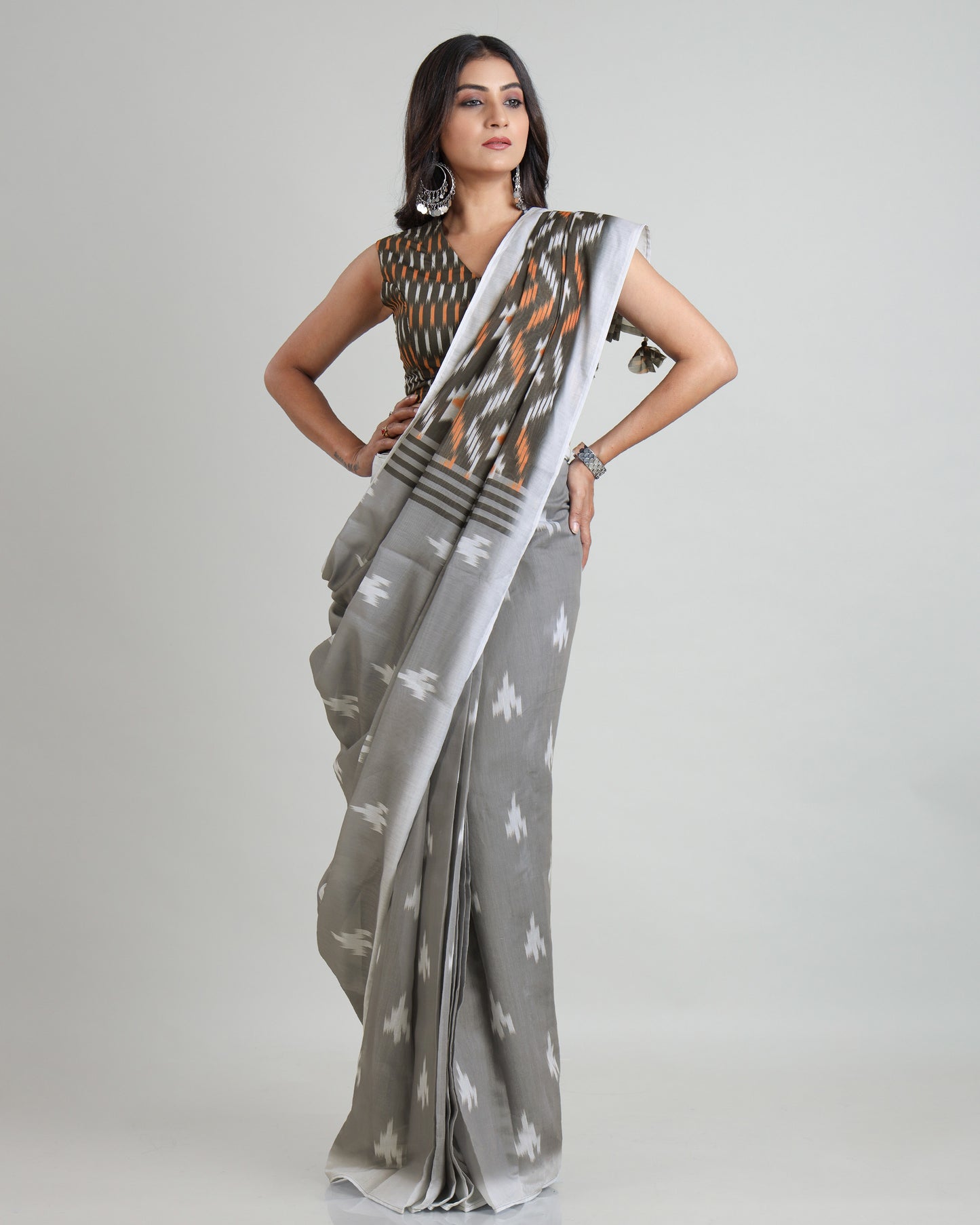 A Legacy in Every Thread: The Pre-Draped Ikat Print Saree