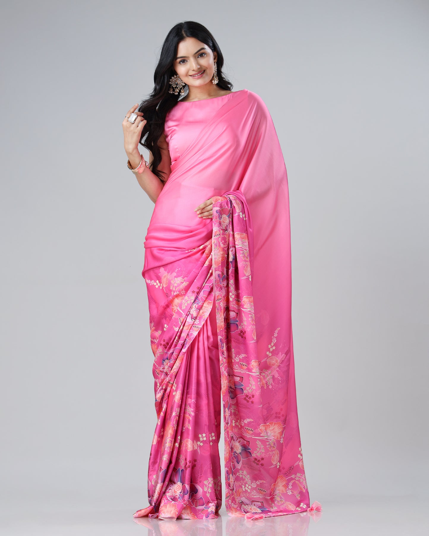 The 'Pink Perfection': Chiffon Satin Saree