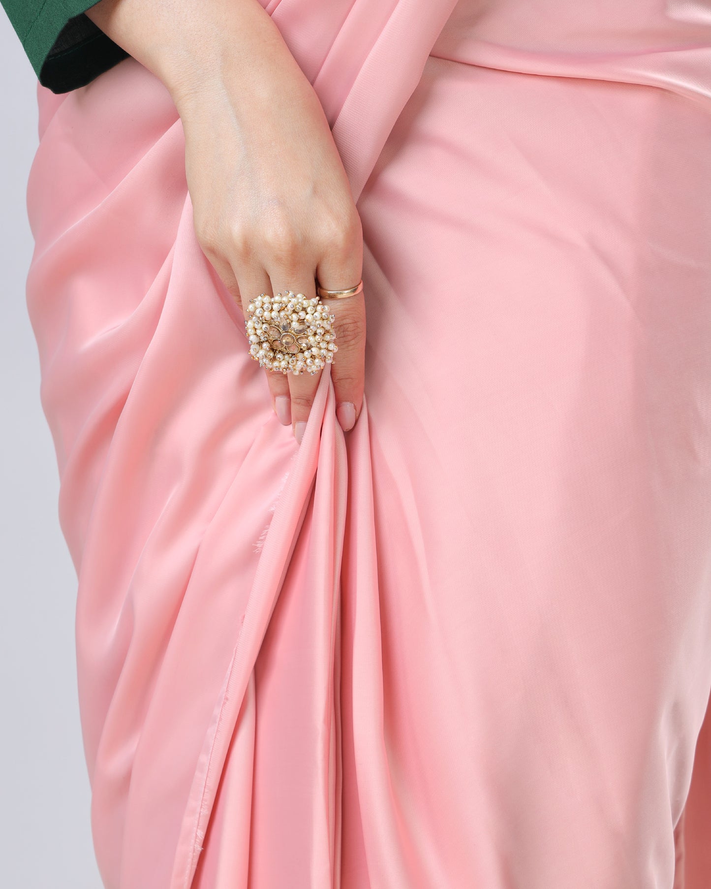 Stylish Classic Puce Pink Plain Luxe Satin Saree