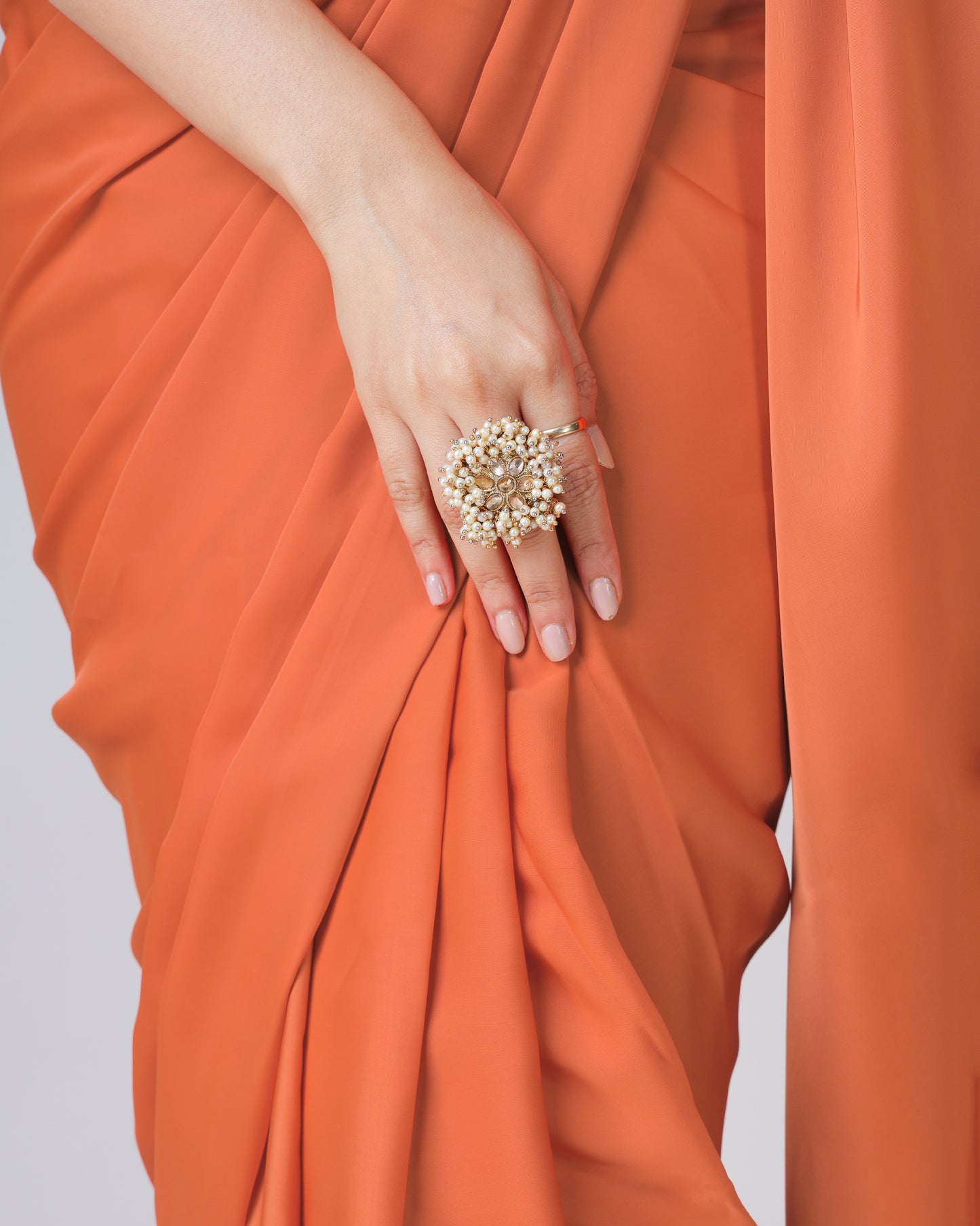 Stylish Classic Fire Orange Plain Luxe Satin Saree