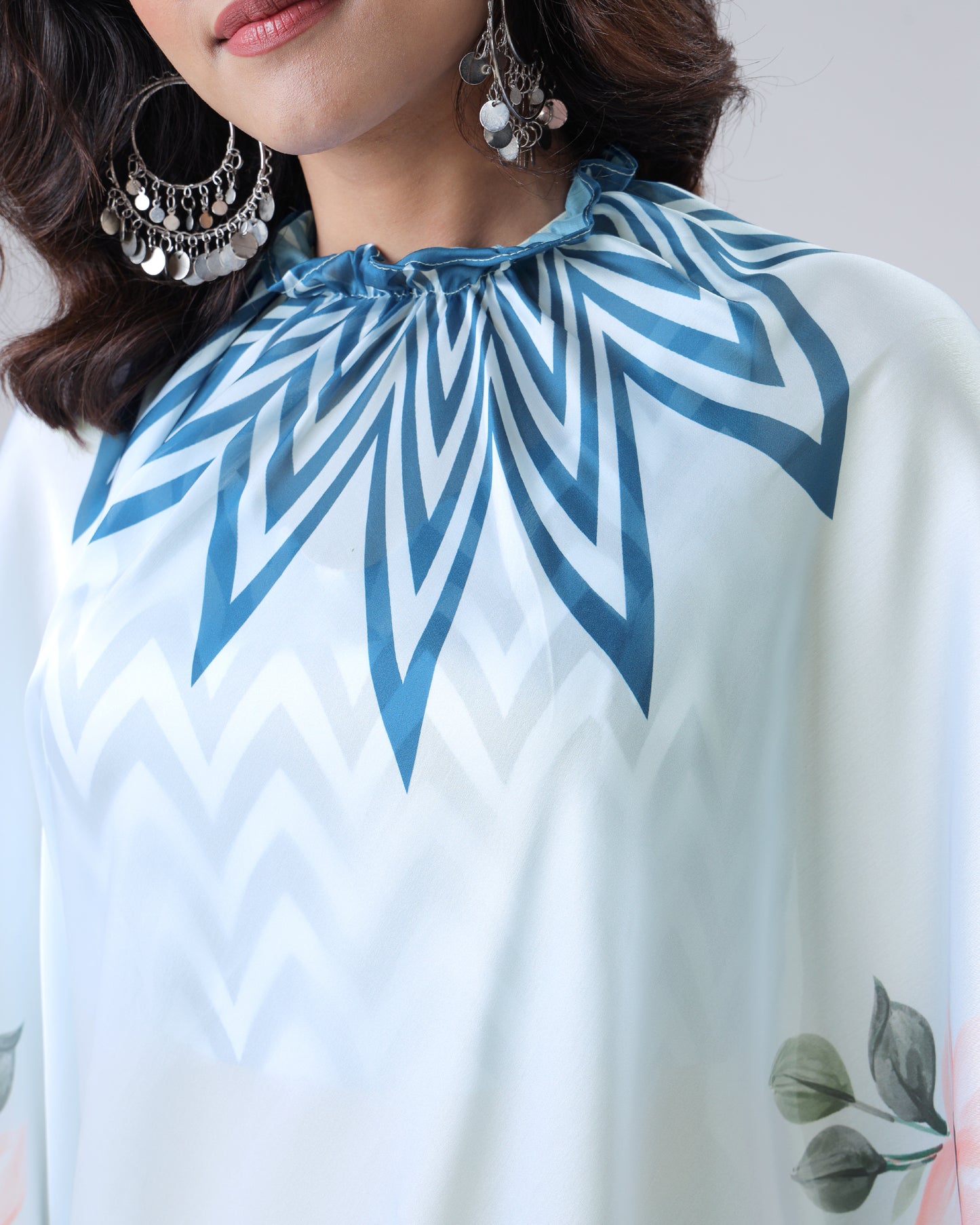 Lovely Floral Stripes Freehand Saree