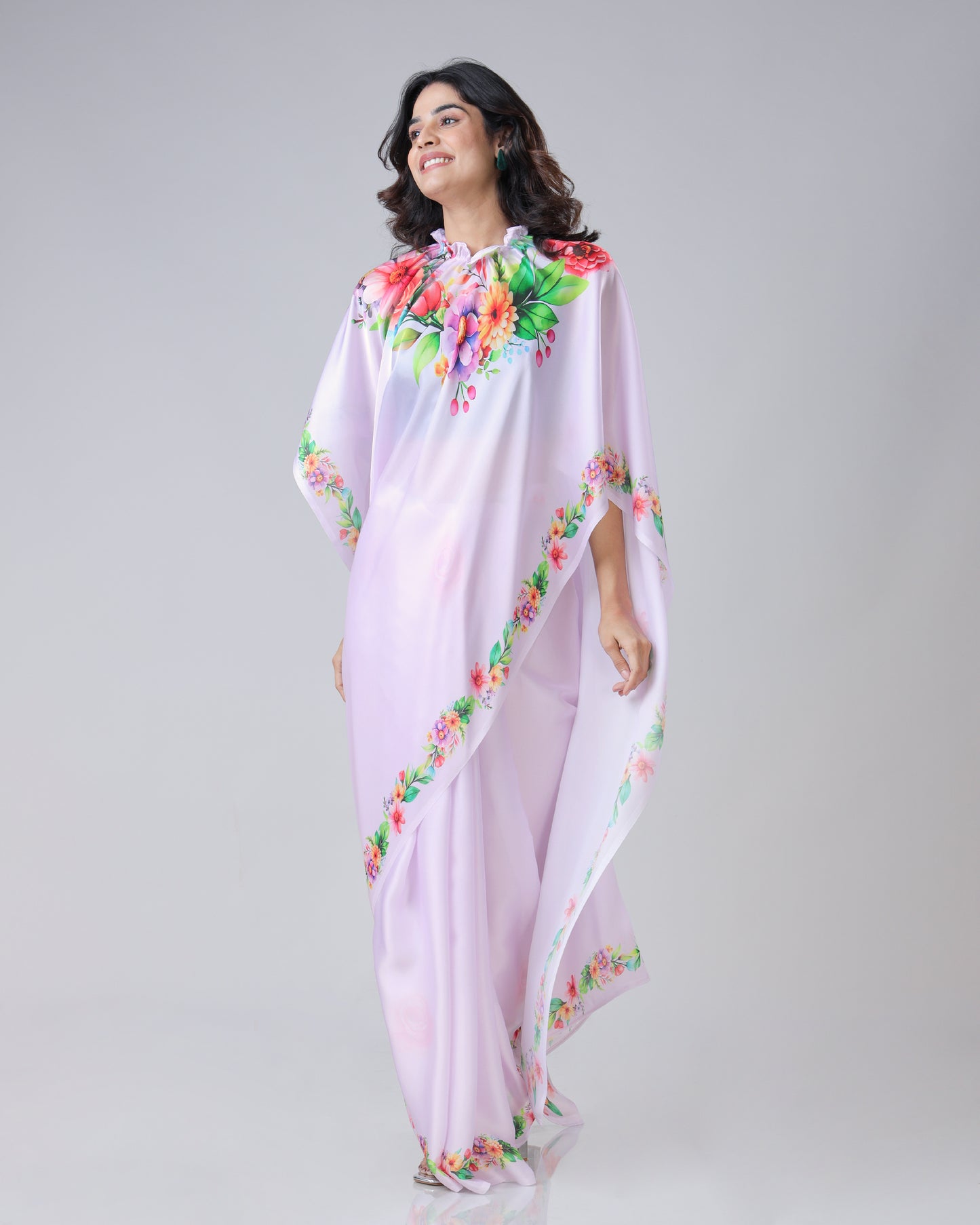 Blooming Multi-Color Floral Freehand Saree
