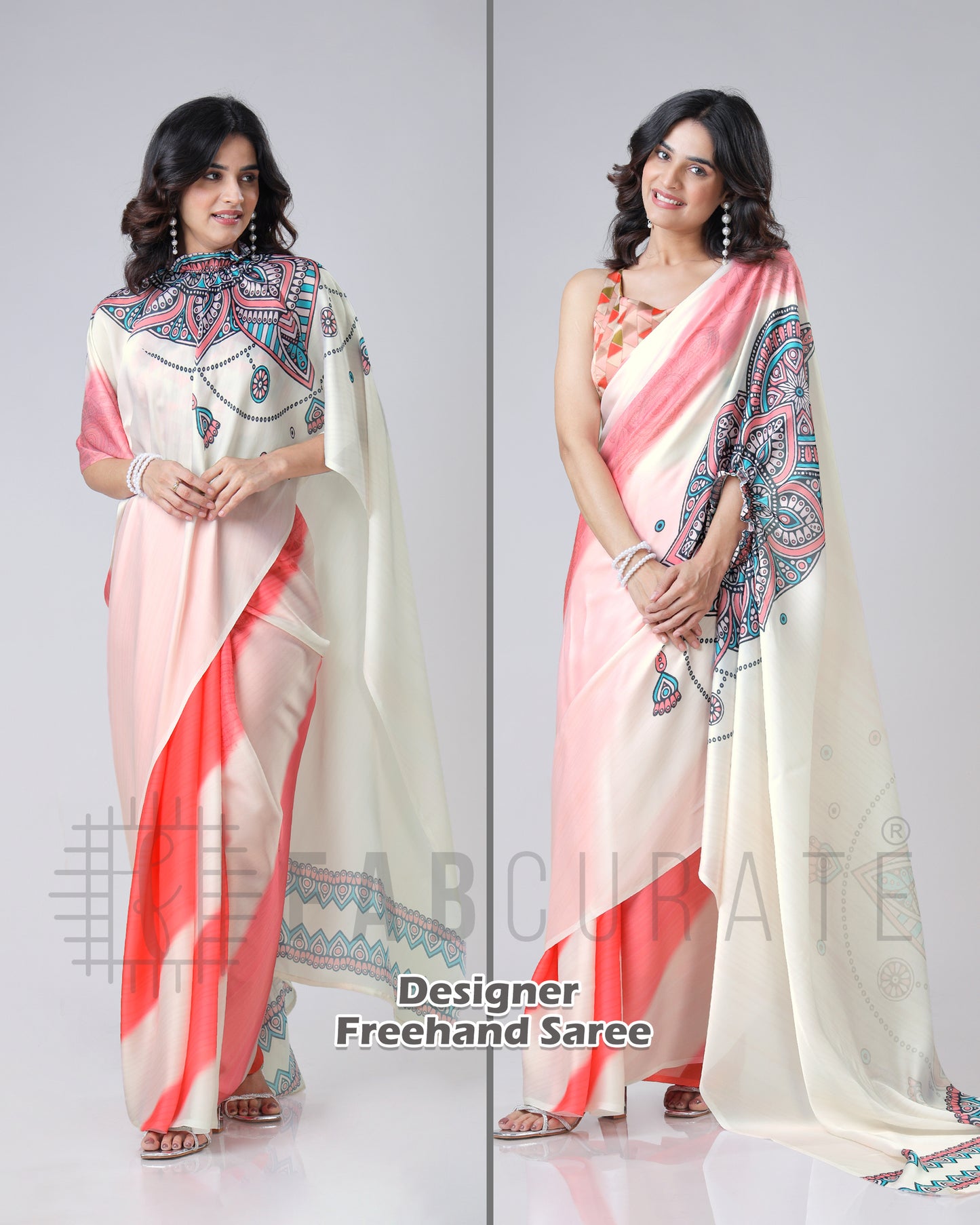 Vintage Mandalaa Print Freehand Saree