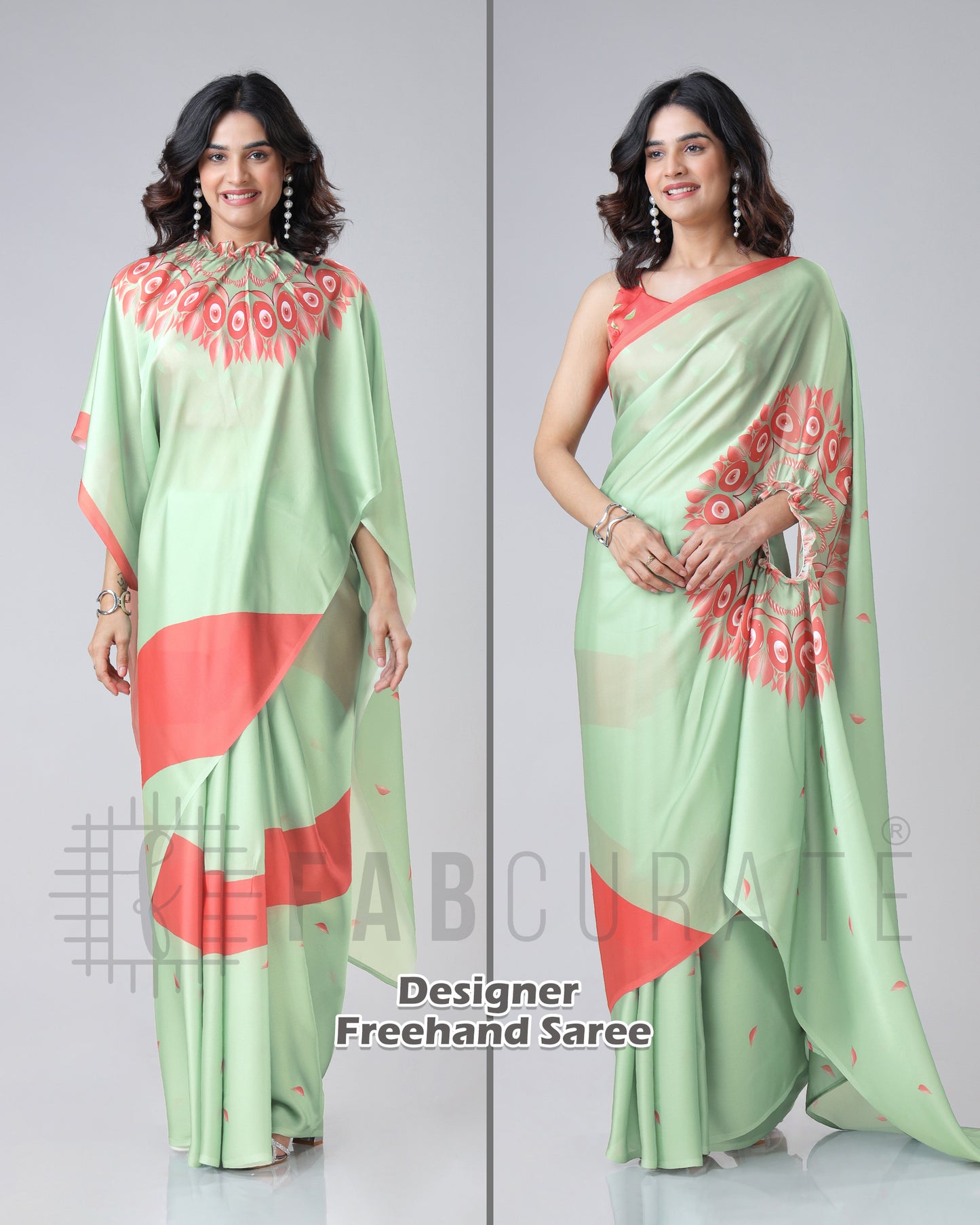 Trendy Evil-Eye Freehand Saree
