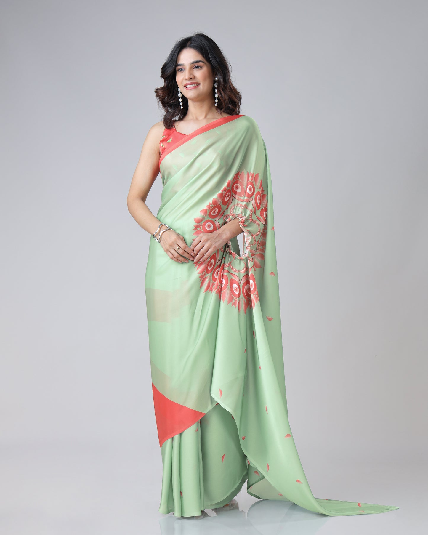 Trendy Evil-Eye Freehand Saree