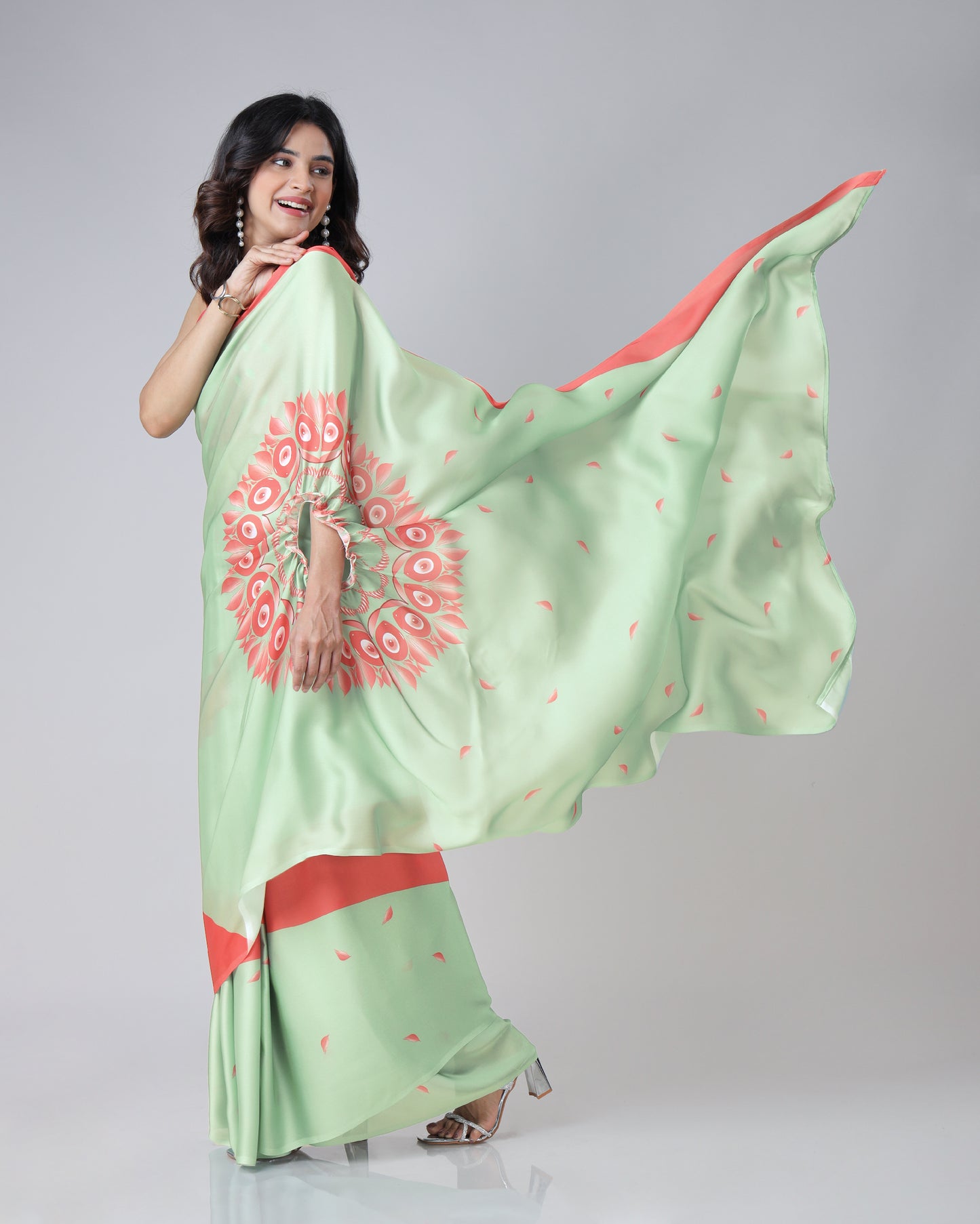 Trendy Evil-Eye Freehand Saree