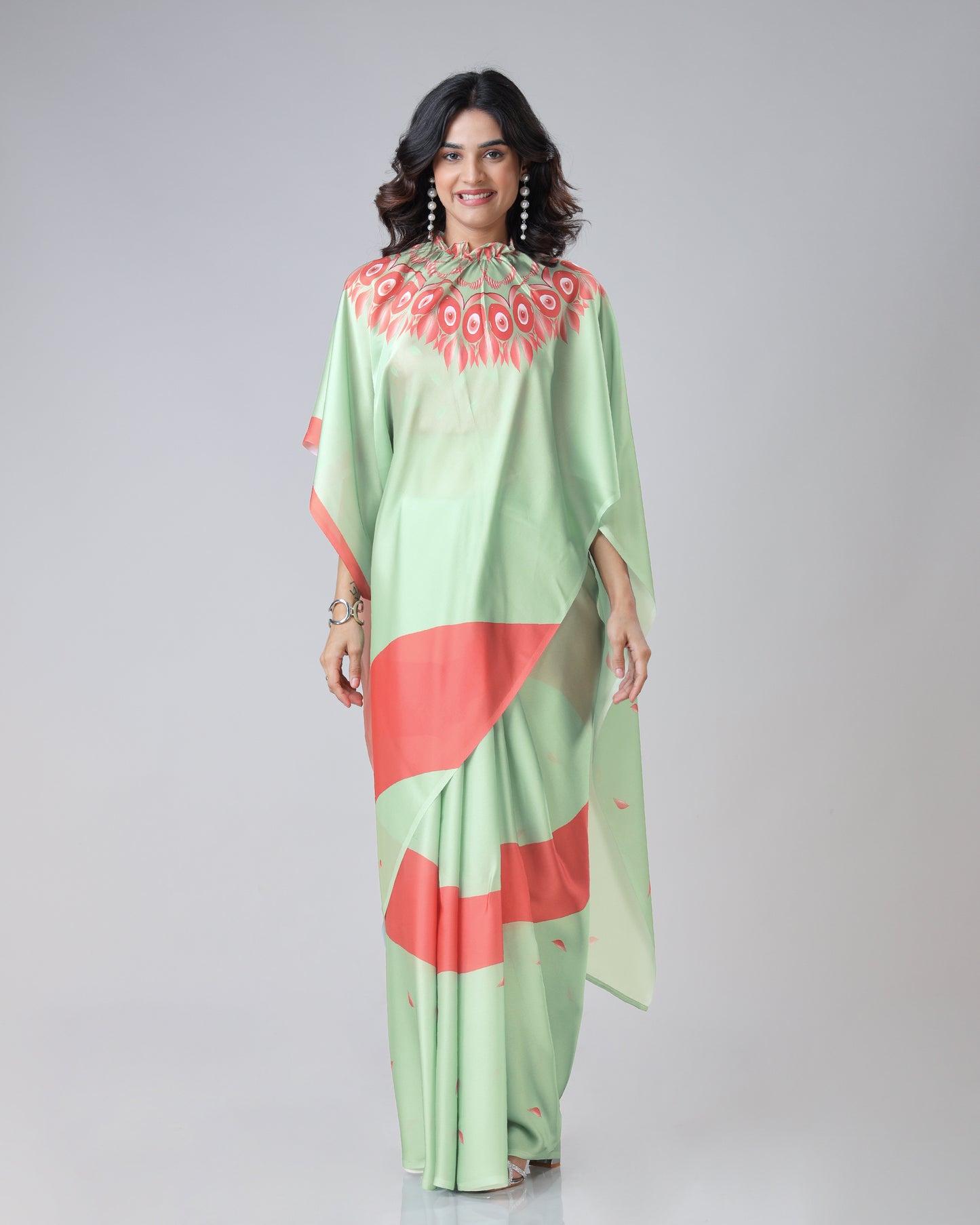 Trendy Evil-Eye Freehand Saree