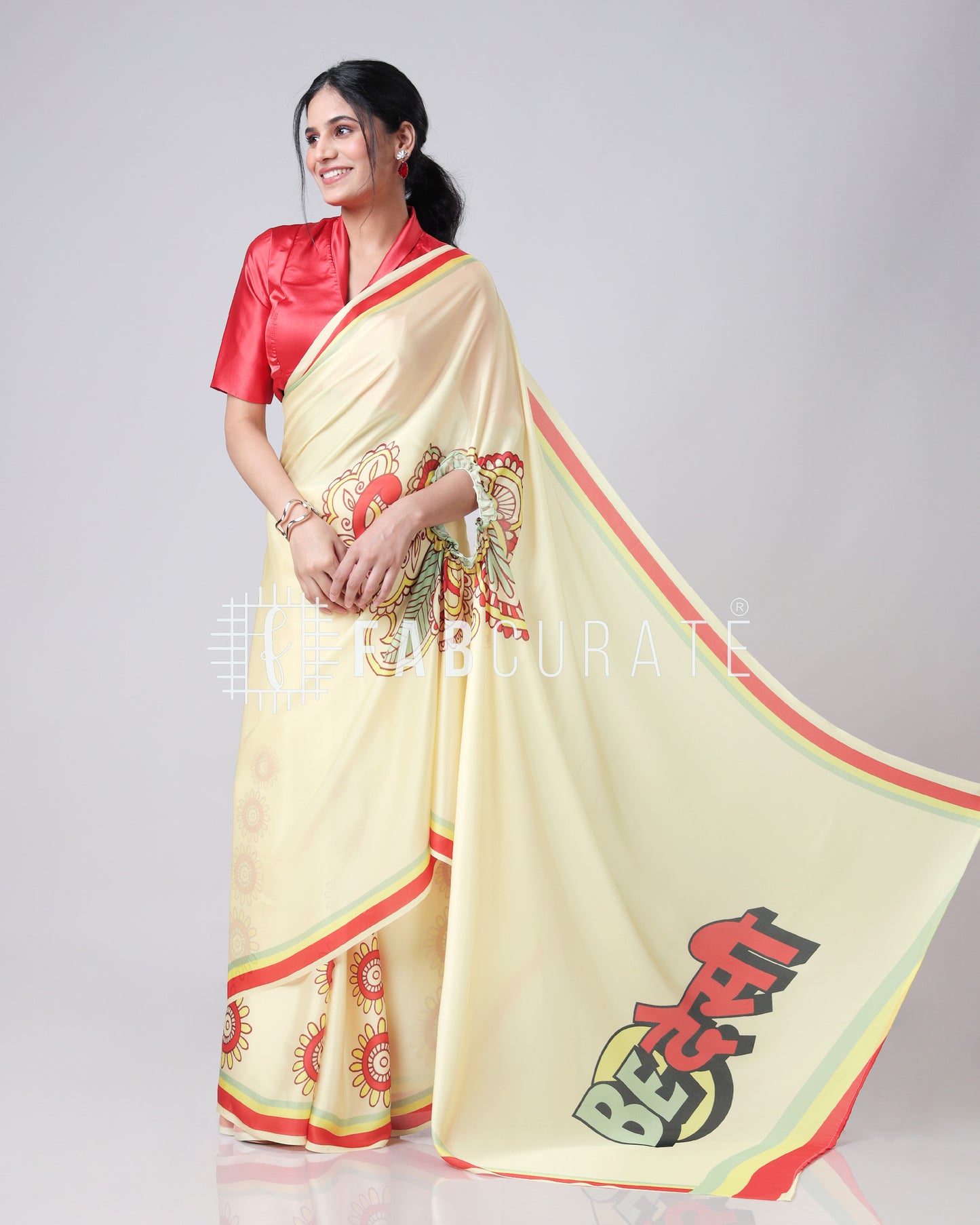 The Trendsetting Floral Mandalaa Freehand Saree By Fabcurate