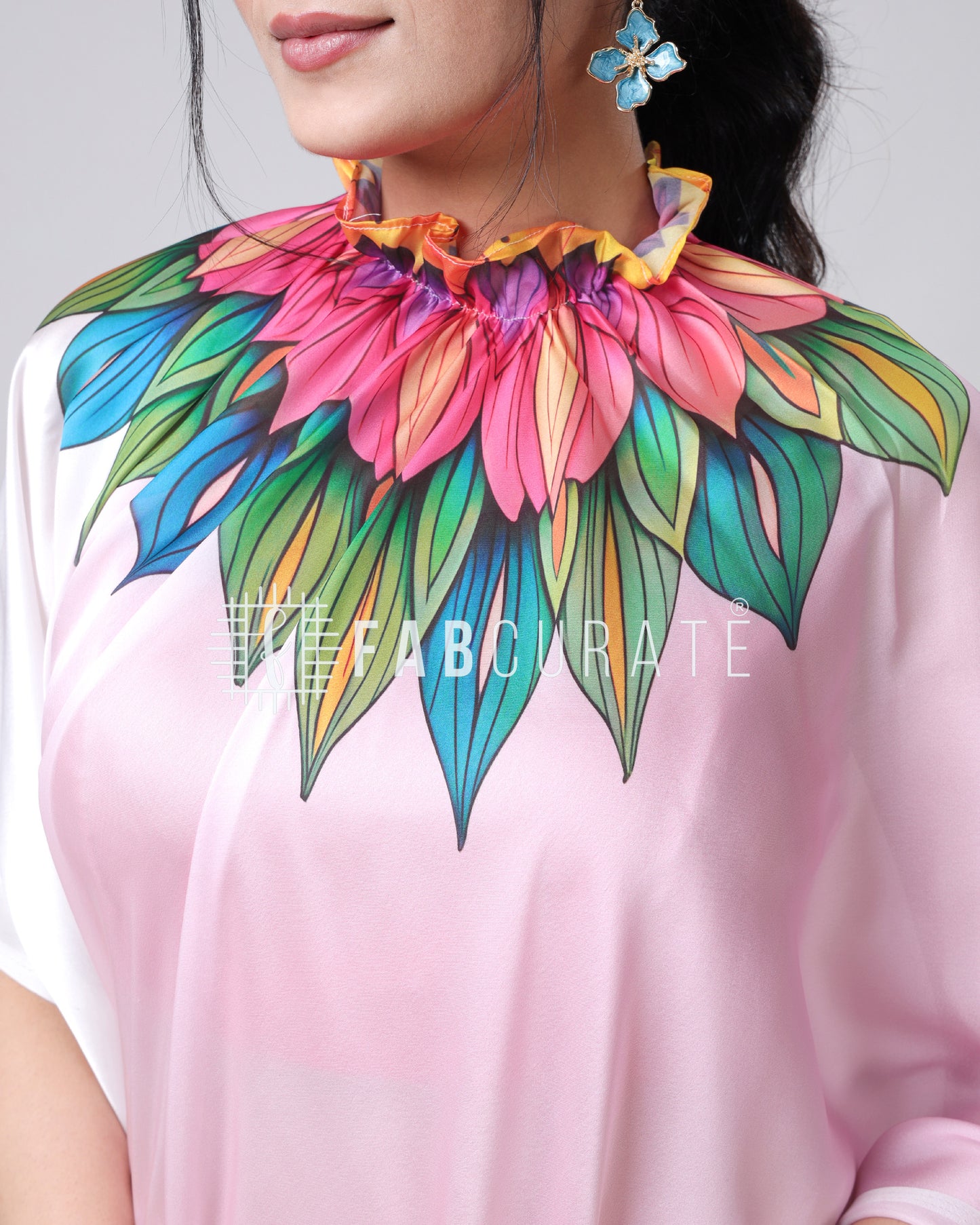 The Social Media Icon Chevron Floral Freehand Saree By Fabcurate