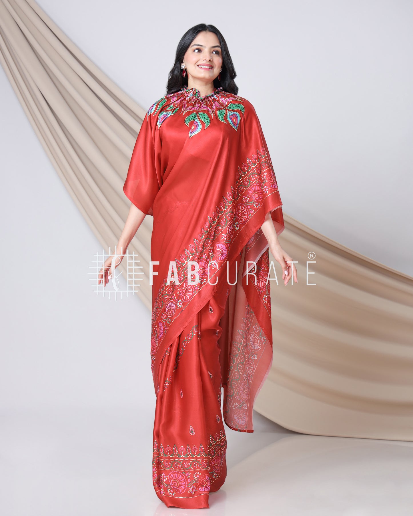 Easy Breezy Border -Golden Foil Work Freehand Saree