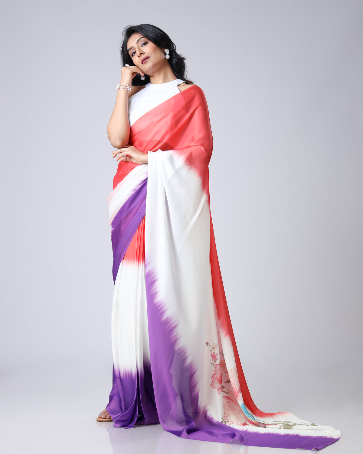 Dil Se Draped - Romantic Ombre And Floral Saree