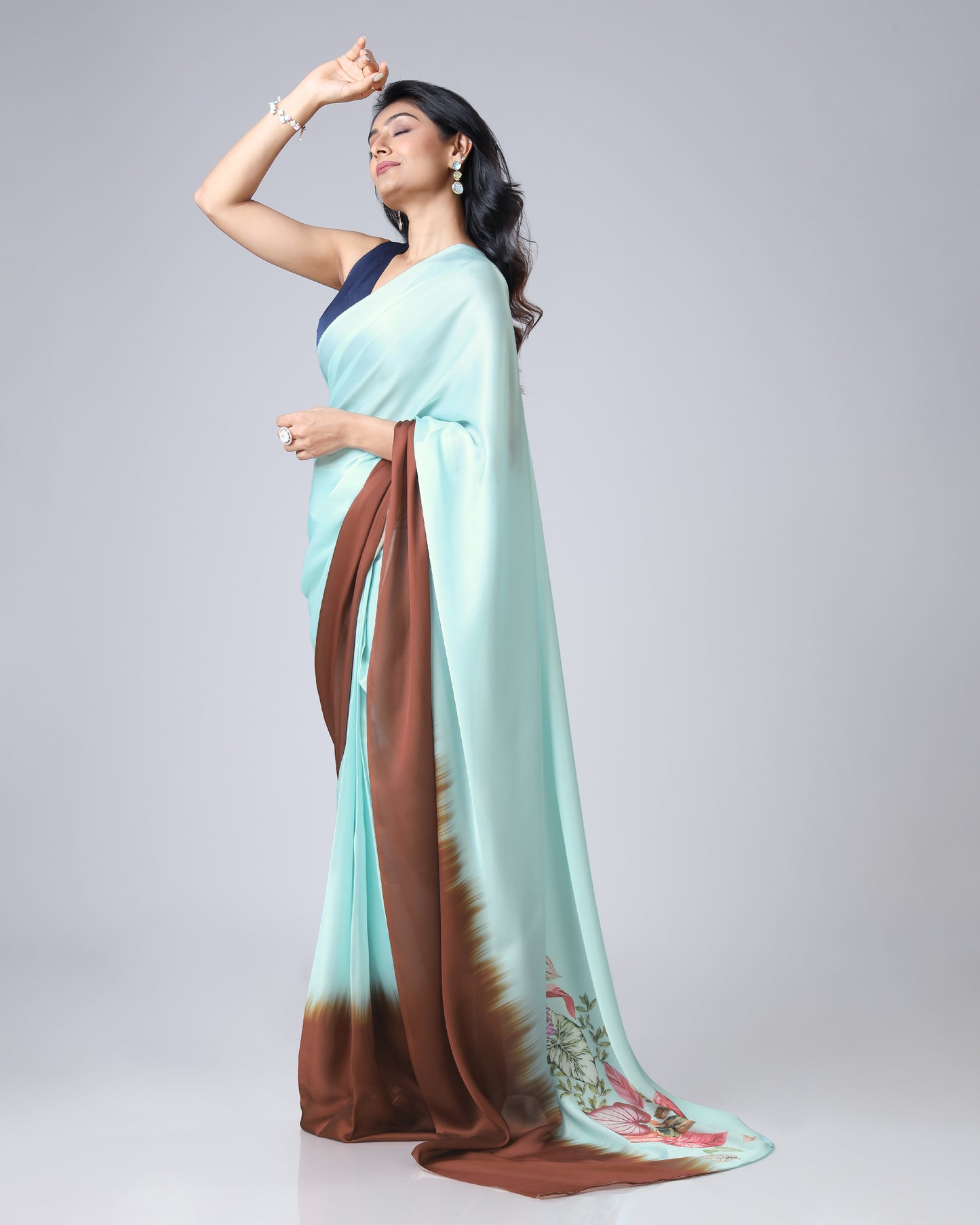 Drape And Bloom - Ombre Saree with Floral Elegance