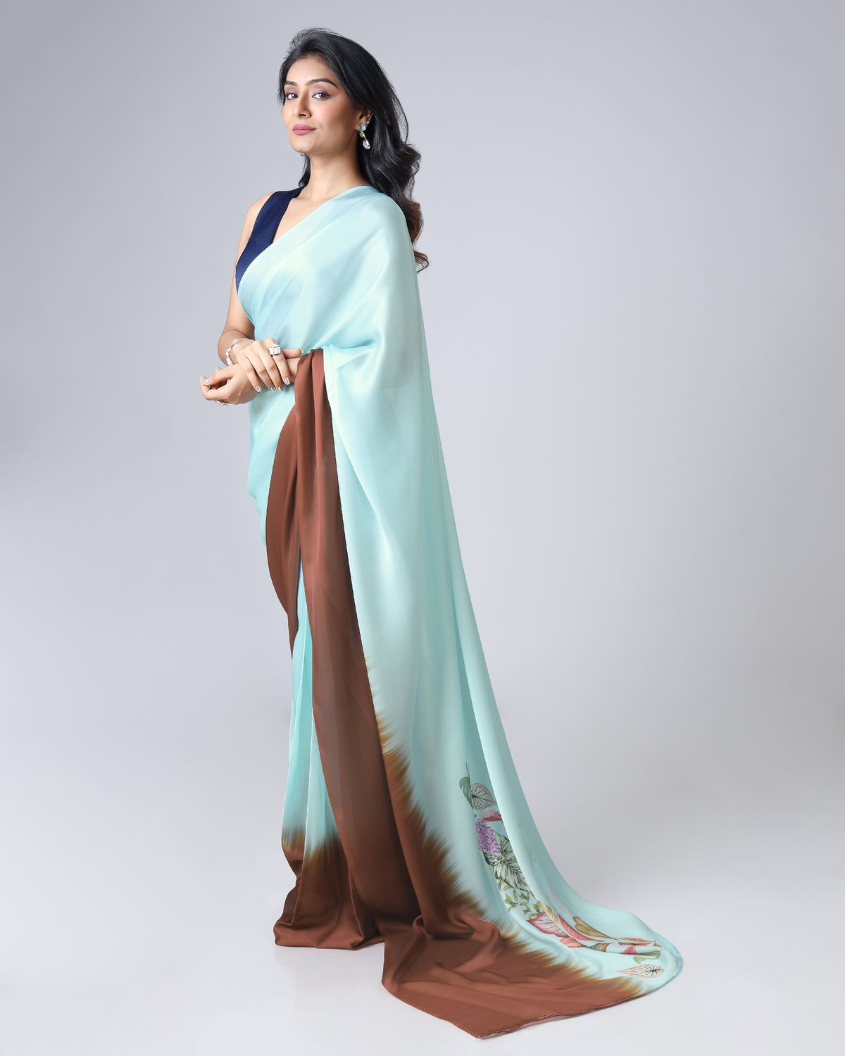 Drape And Bloom - Ombre Saree with Floral Elegance