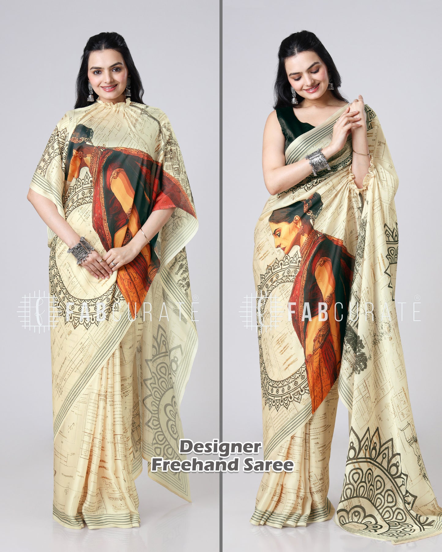 Vintage NariVerse Freehand Designer Saree