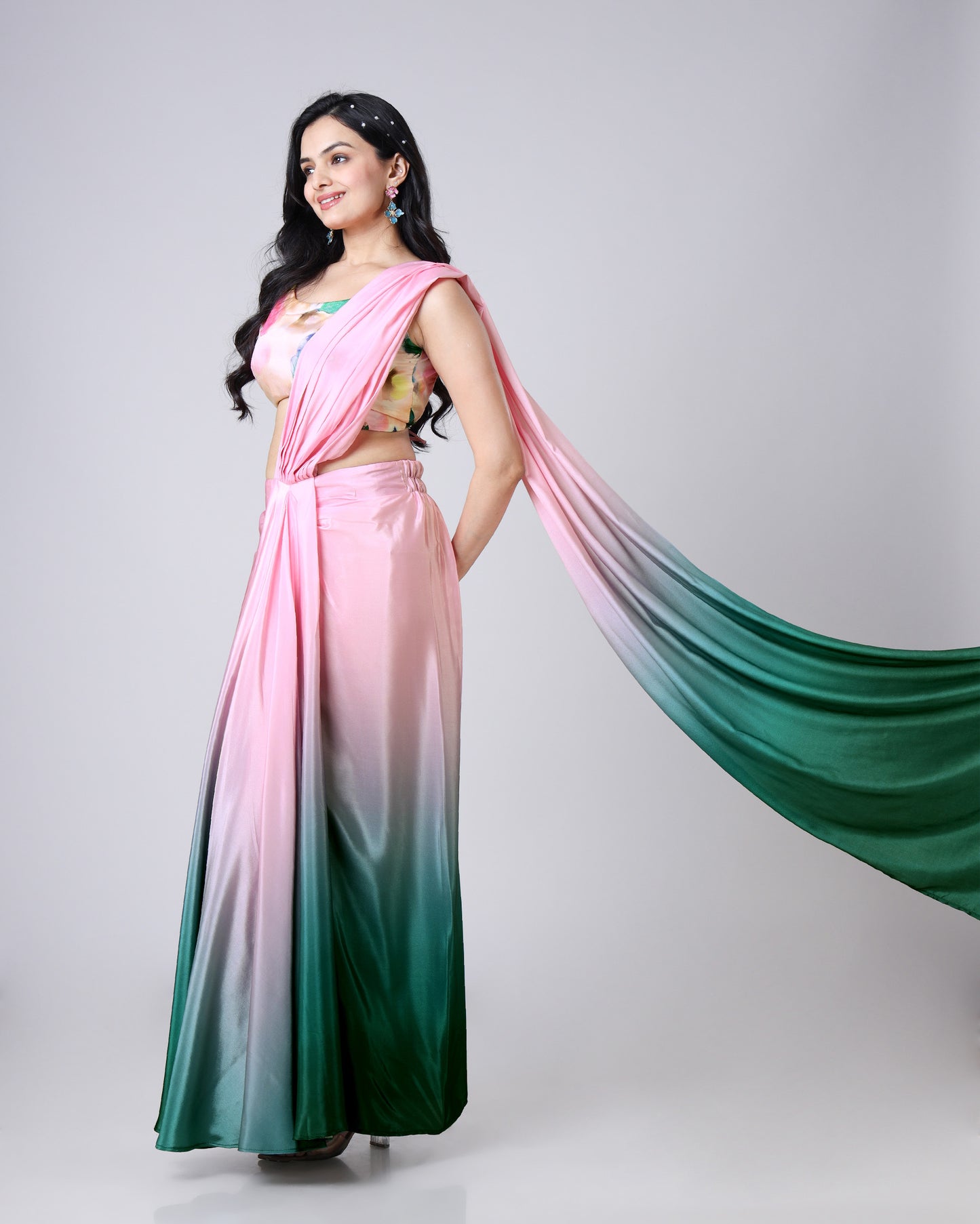 Instari 2.0 - Trend Alert Ombre Pre-Draped Fusion Fit Skirt Saree For Style Icons