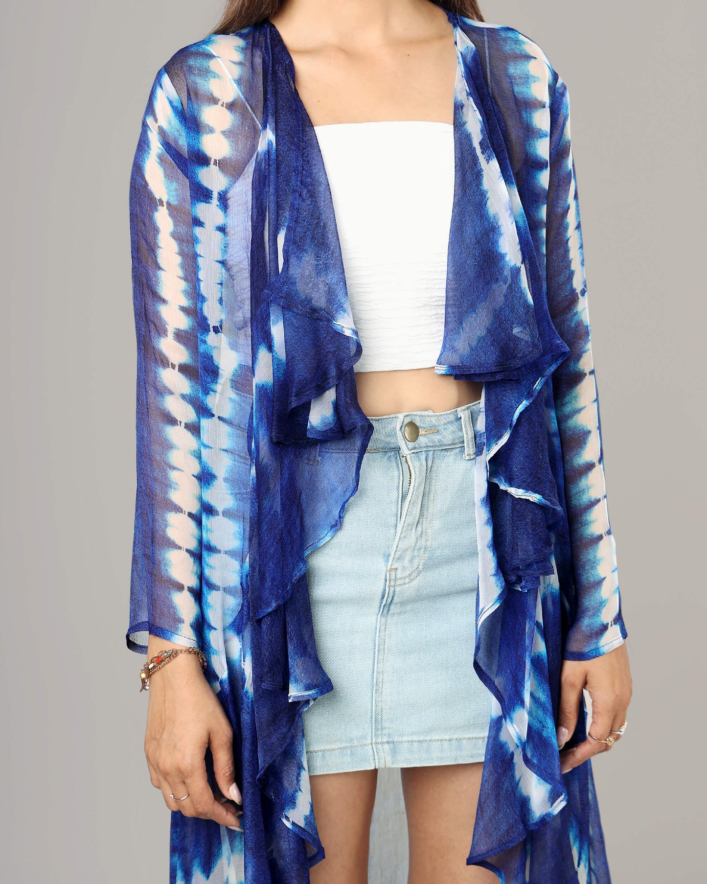 Trendy Royal Shiiborii Waterfall Shrug For Women