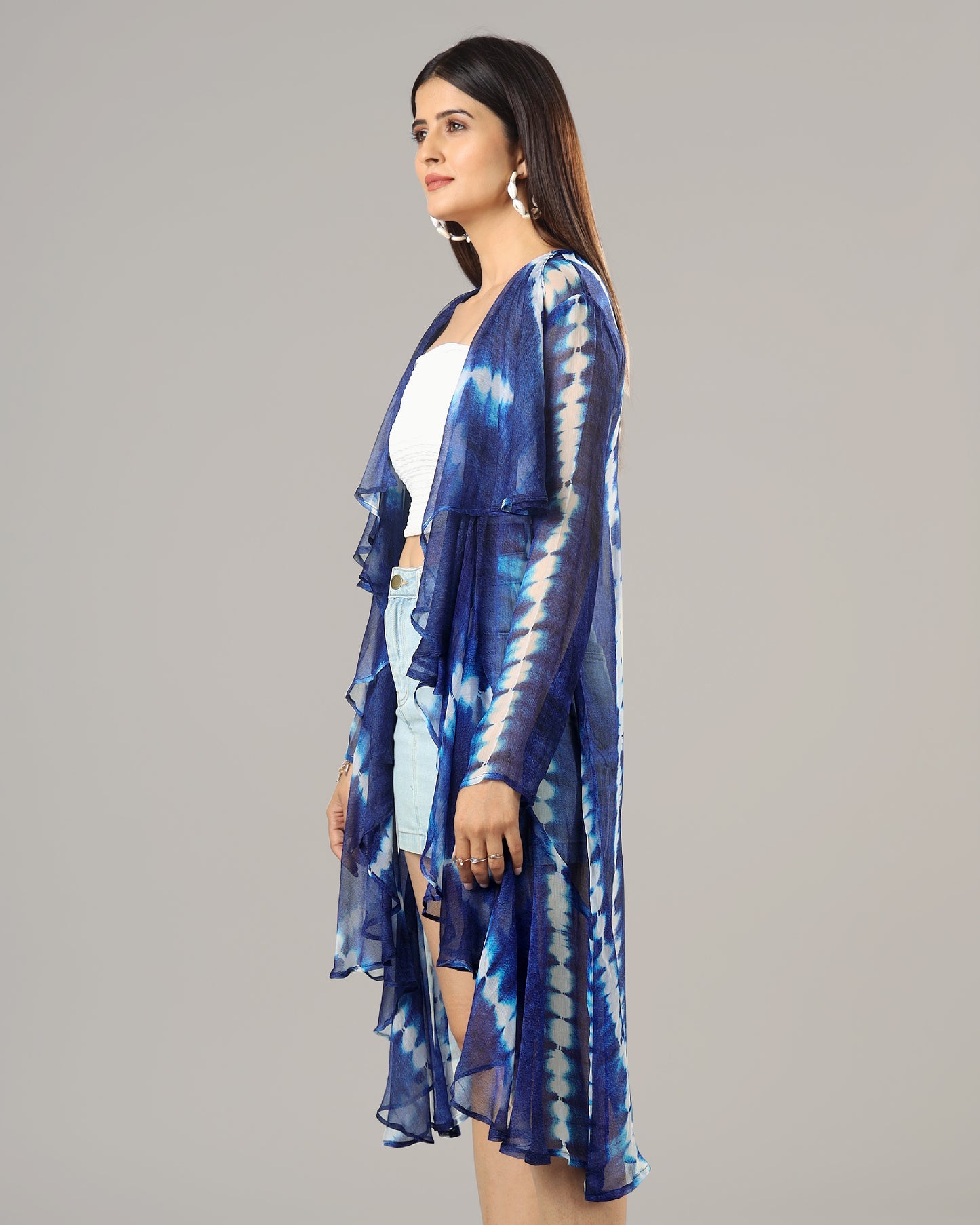 Trendy Royal Shiiborii Waterfall Shrug For Women