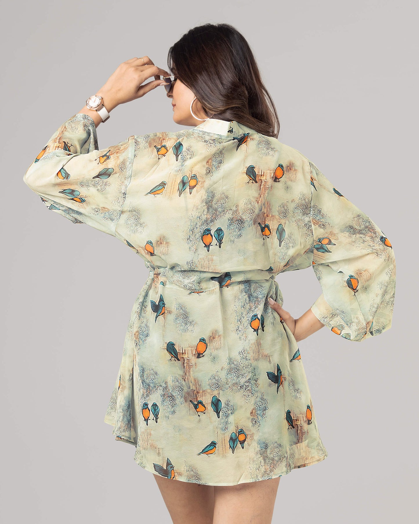 Trendy Love Birds Tie Belt Shrug For Women