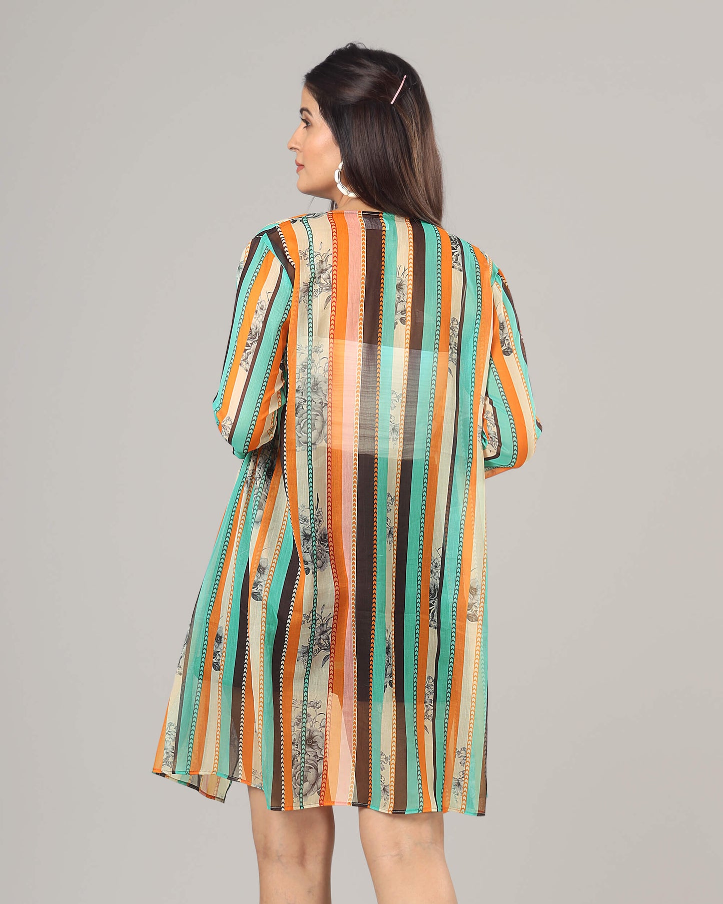 Trendy Stripes Waterfall Shrug For Women