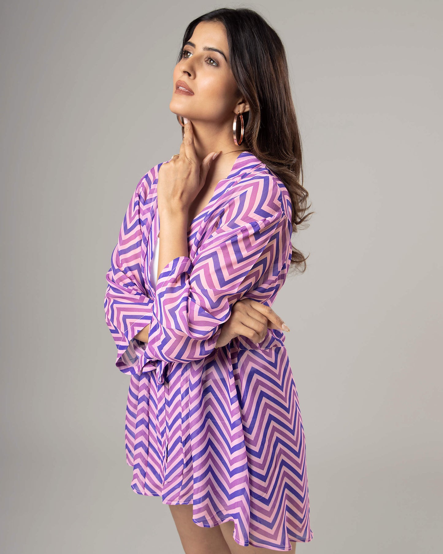 Exclusive Chevron Tie Belt Shrug For Women