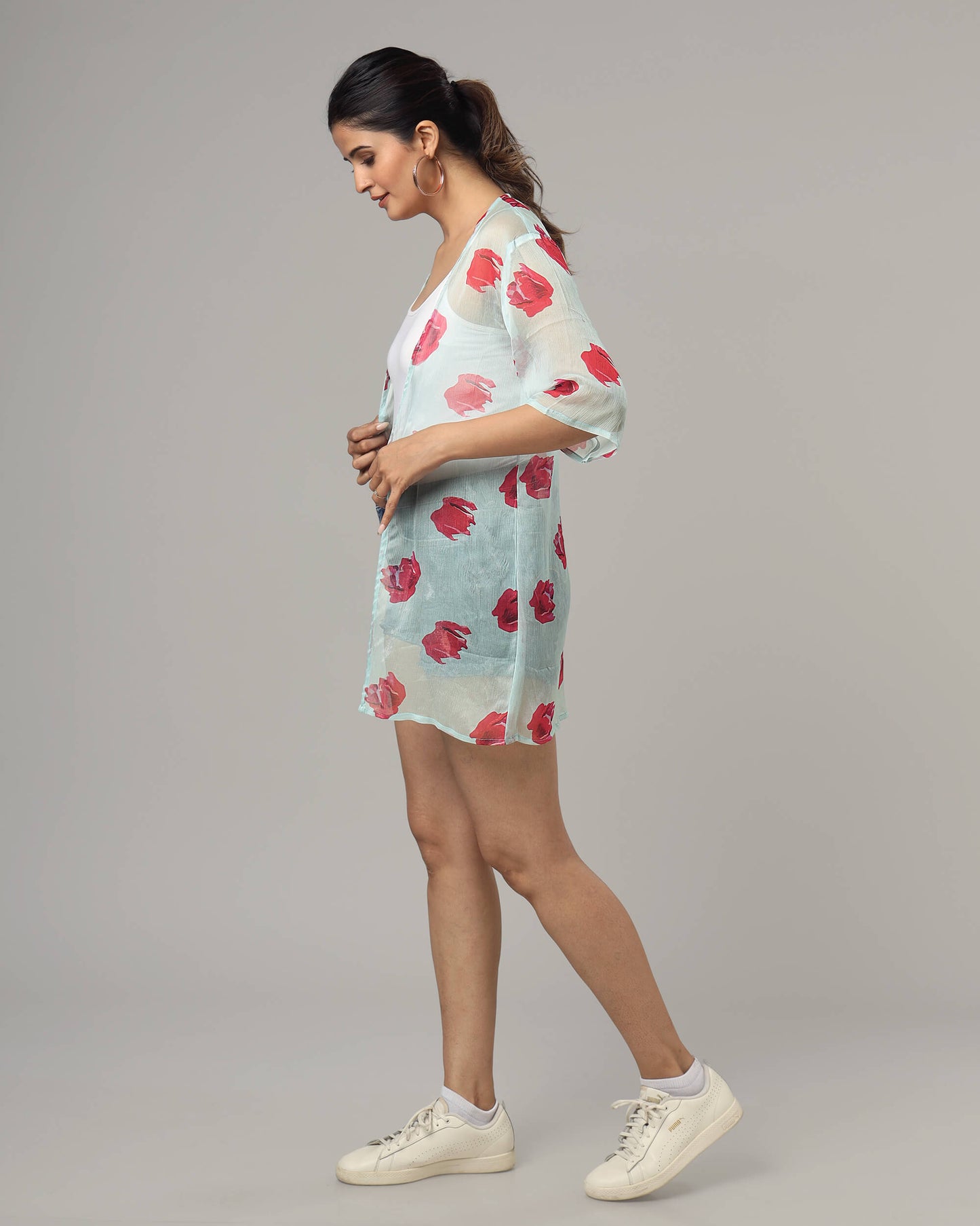 Classy Floral Short Sleeve Shrug For Women