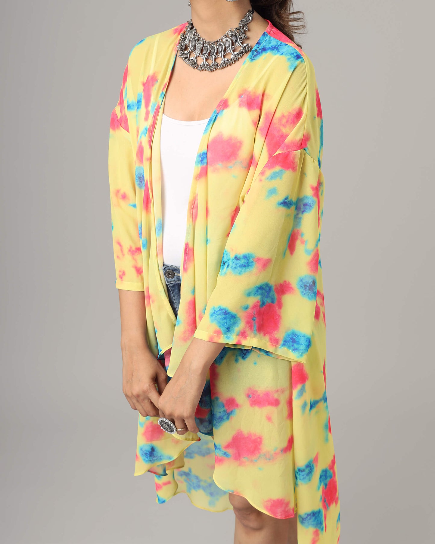 Stunning Tye And Dye Waterfall Shrug For Women