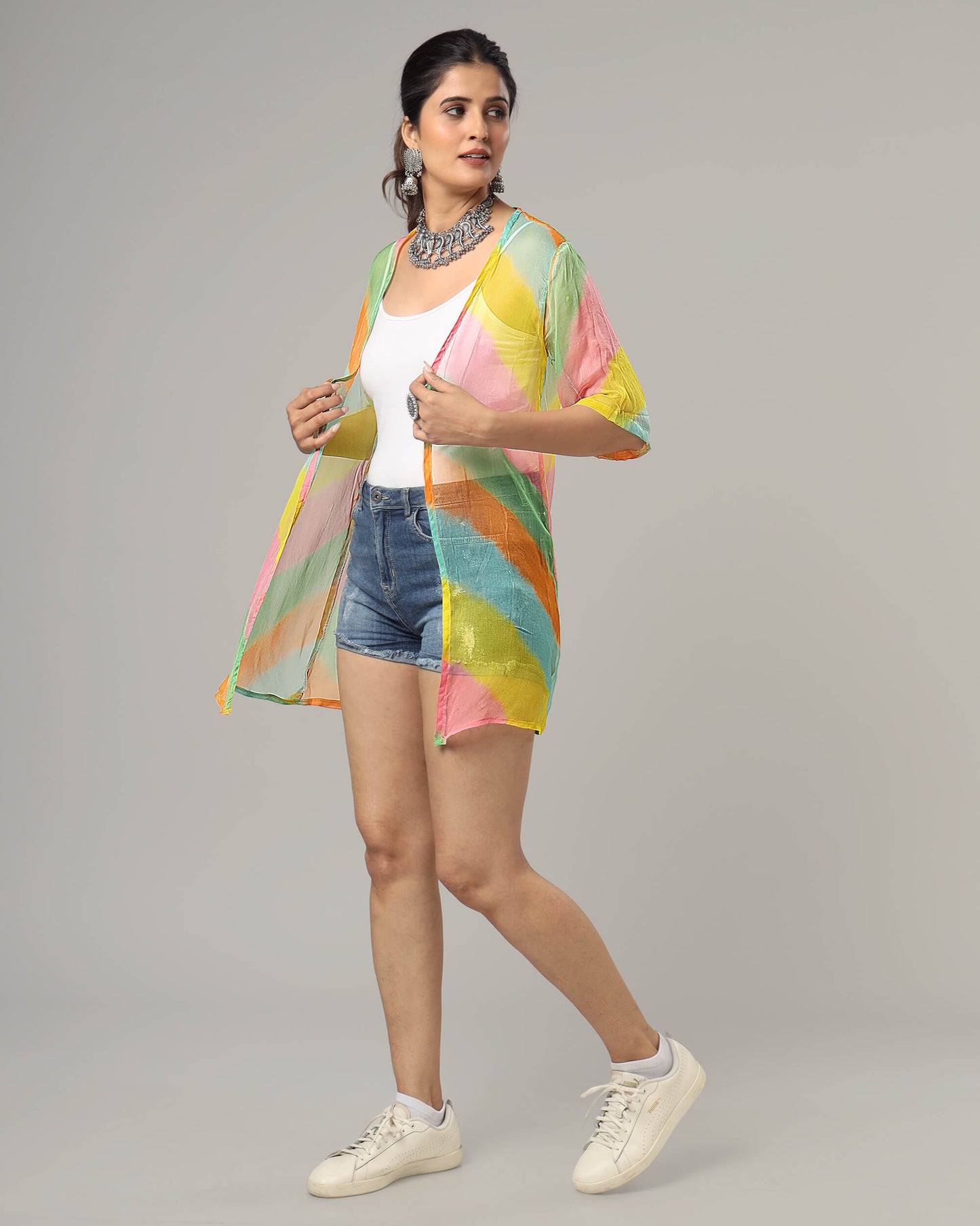 Lovely Leheriya Short Sleeve Shrug For Women