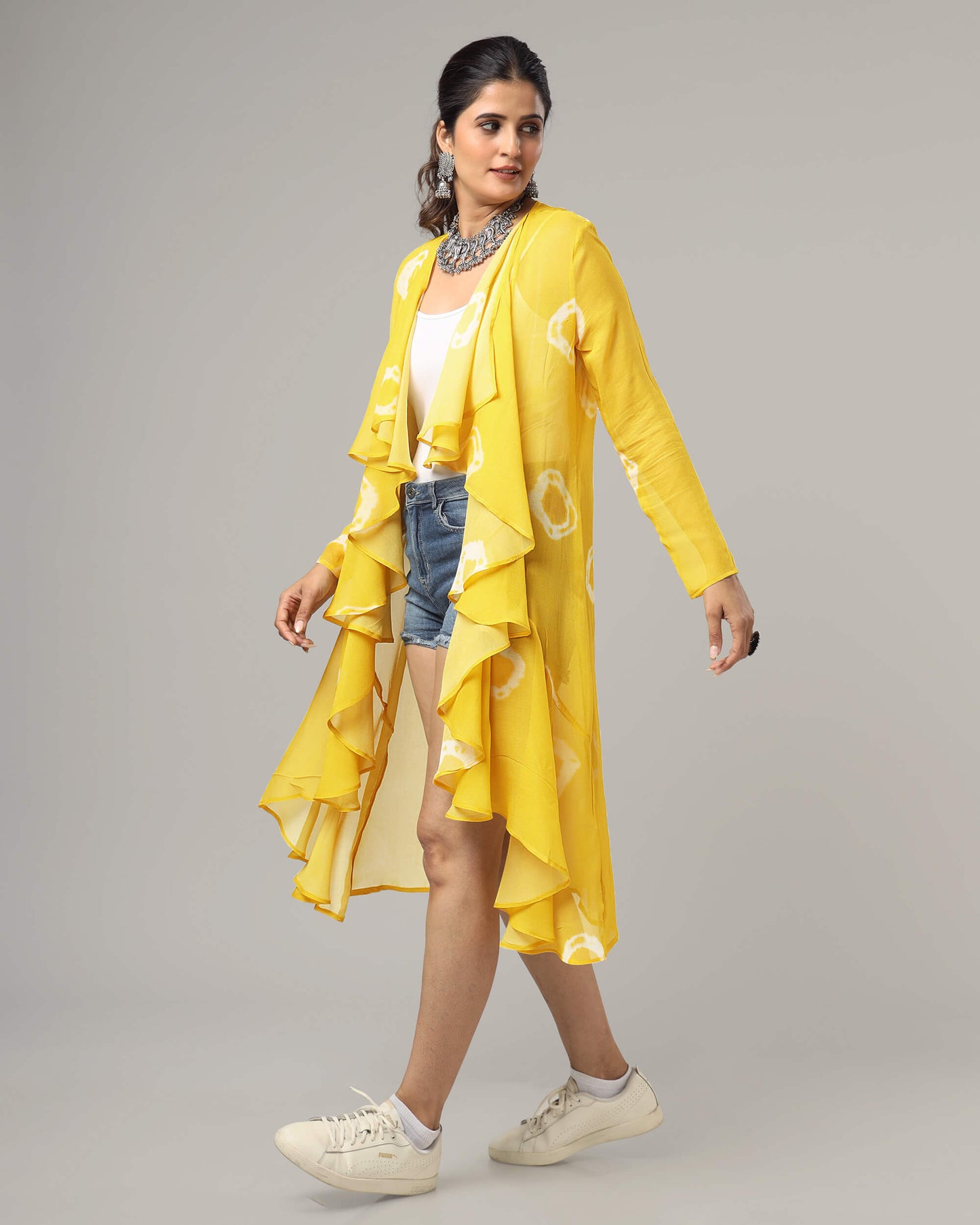 Trendy Bandhanii Waterfall Shrug For Women