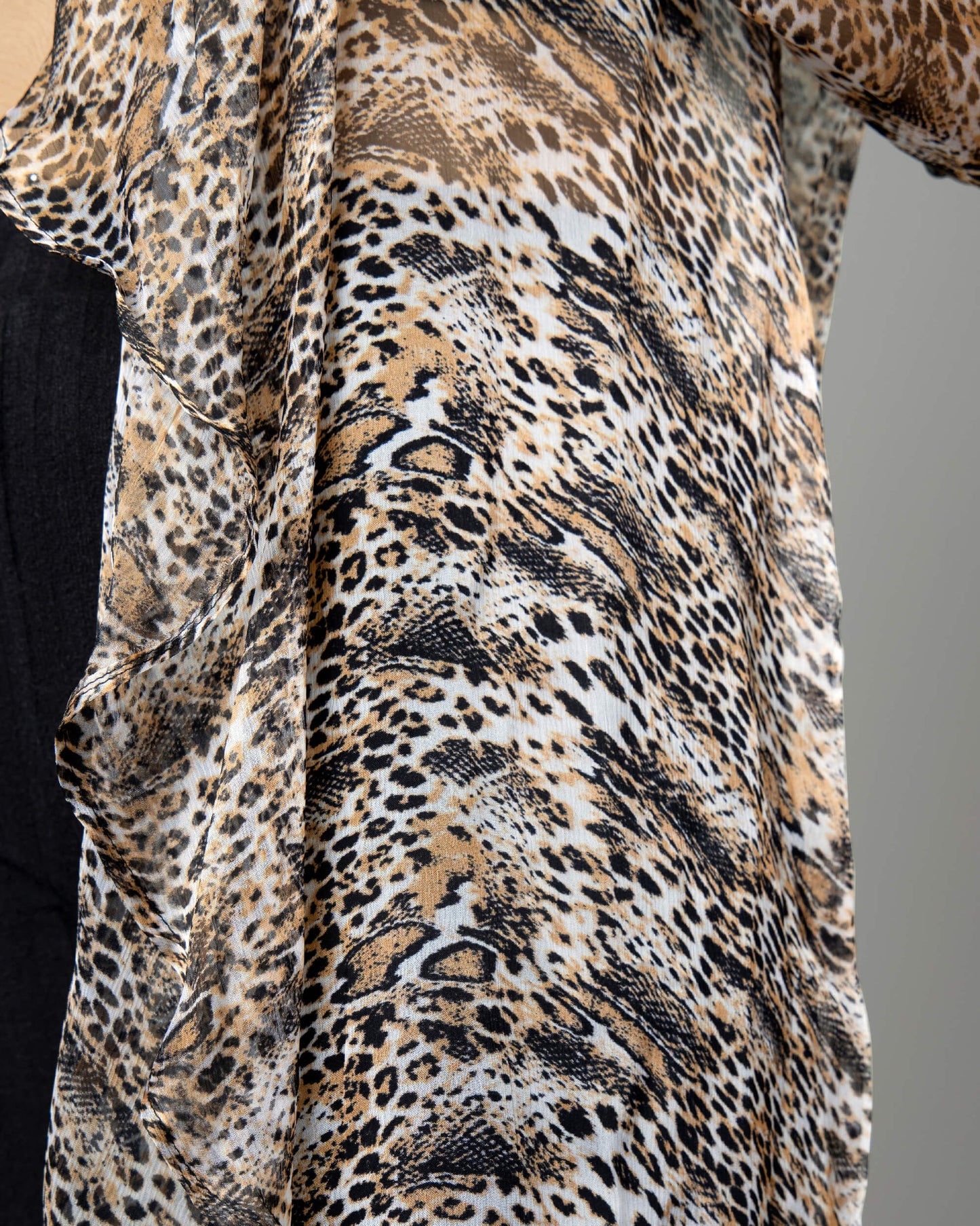 Trendy Leopard Print Waterfall Shrug For Women