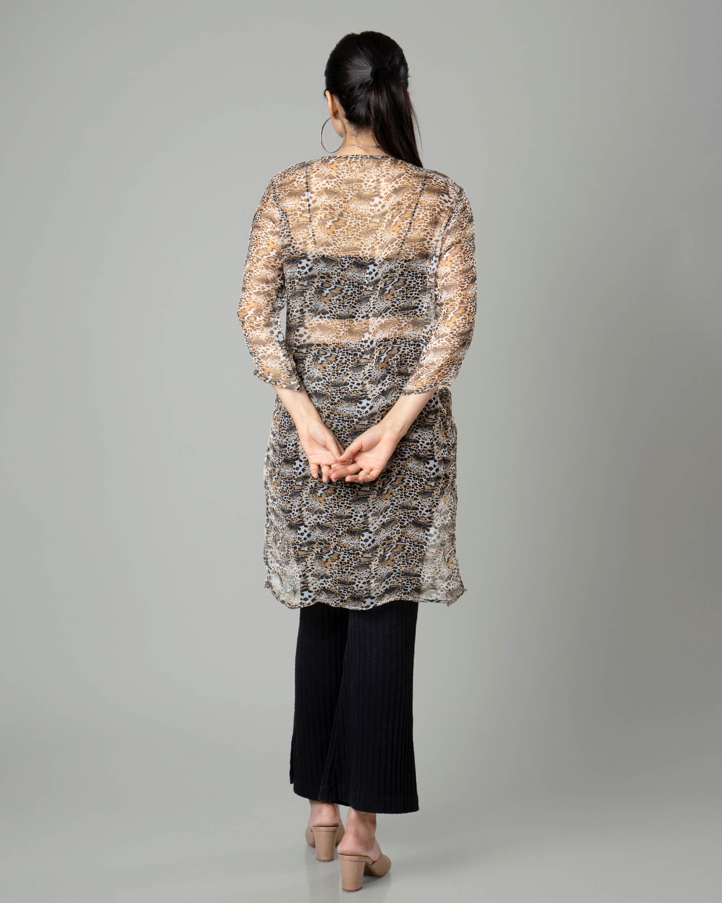 Trendy Leopard Print Waterfall Shrug For Women