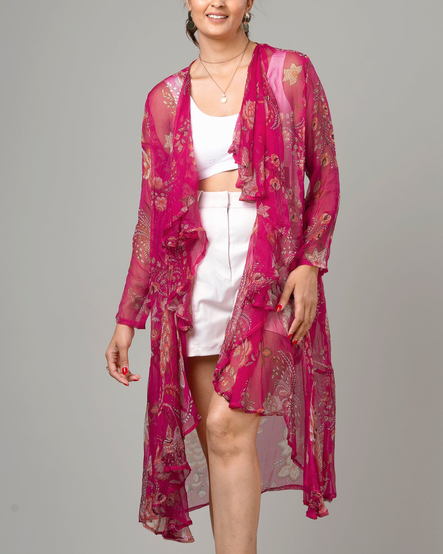 Floral Waterfall Shrug For Women